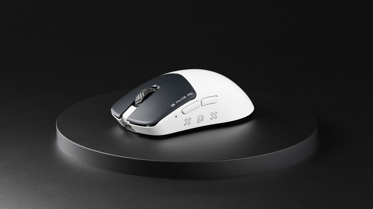 Mouse Gaming Qwertykey Falcon Pro 8K Alb - 60.000 DPI, Bluetooth Wireless Trio Mode, Pixart 3950