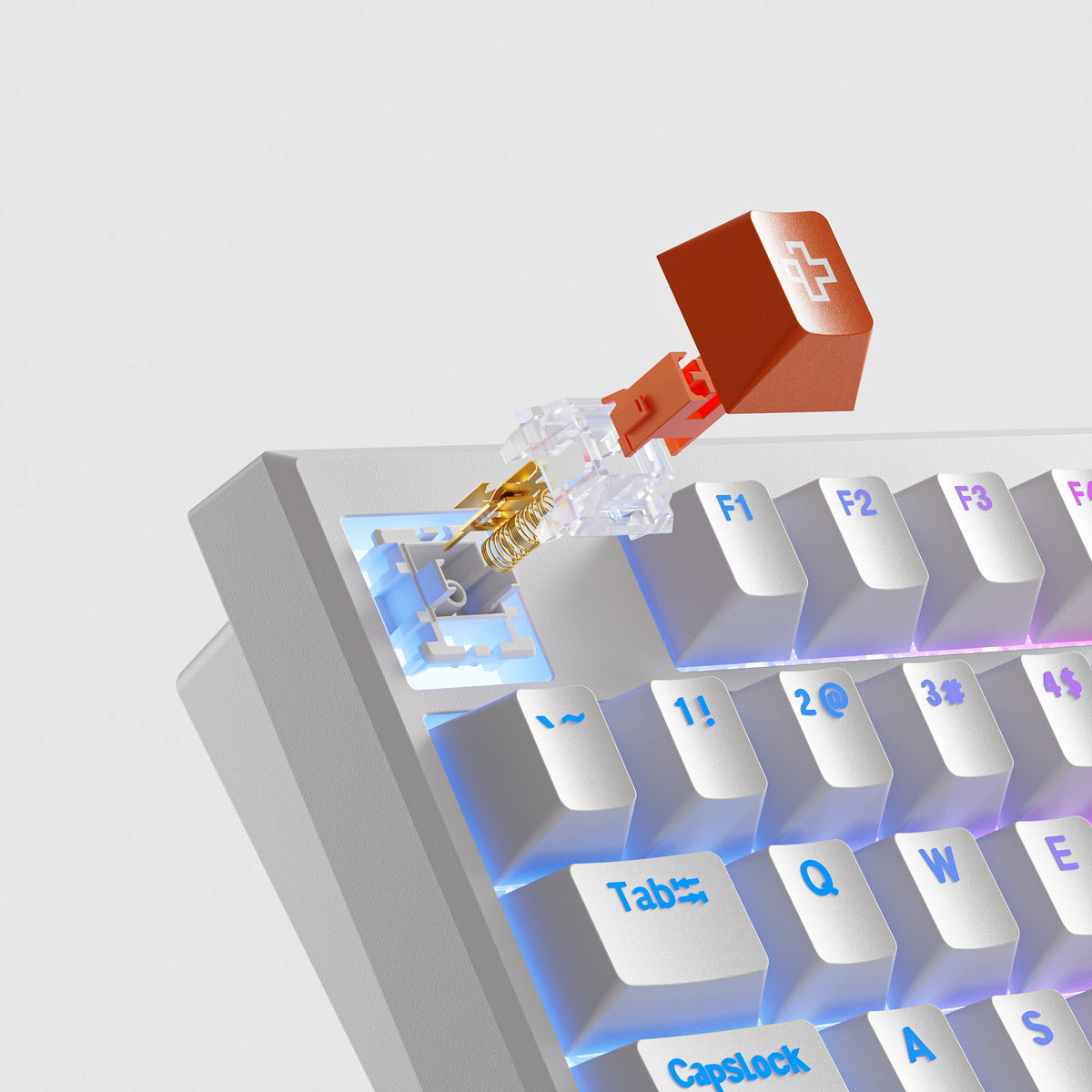 QwertyKey H100 Pro V2 Albă – Tastatură Mecanică Gaming Wireless, Hotswap, Gasket, Full RGB