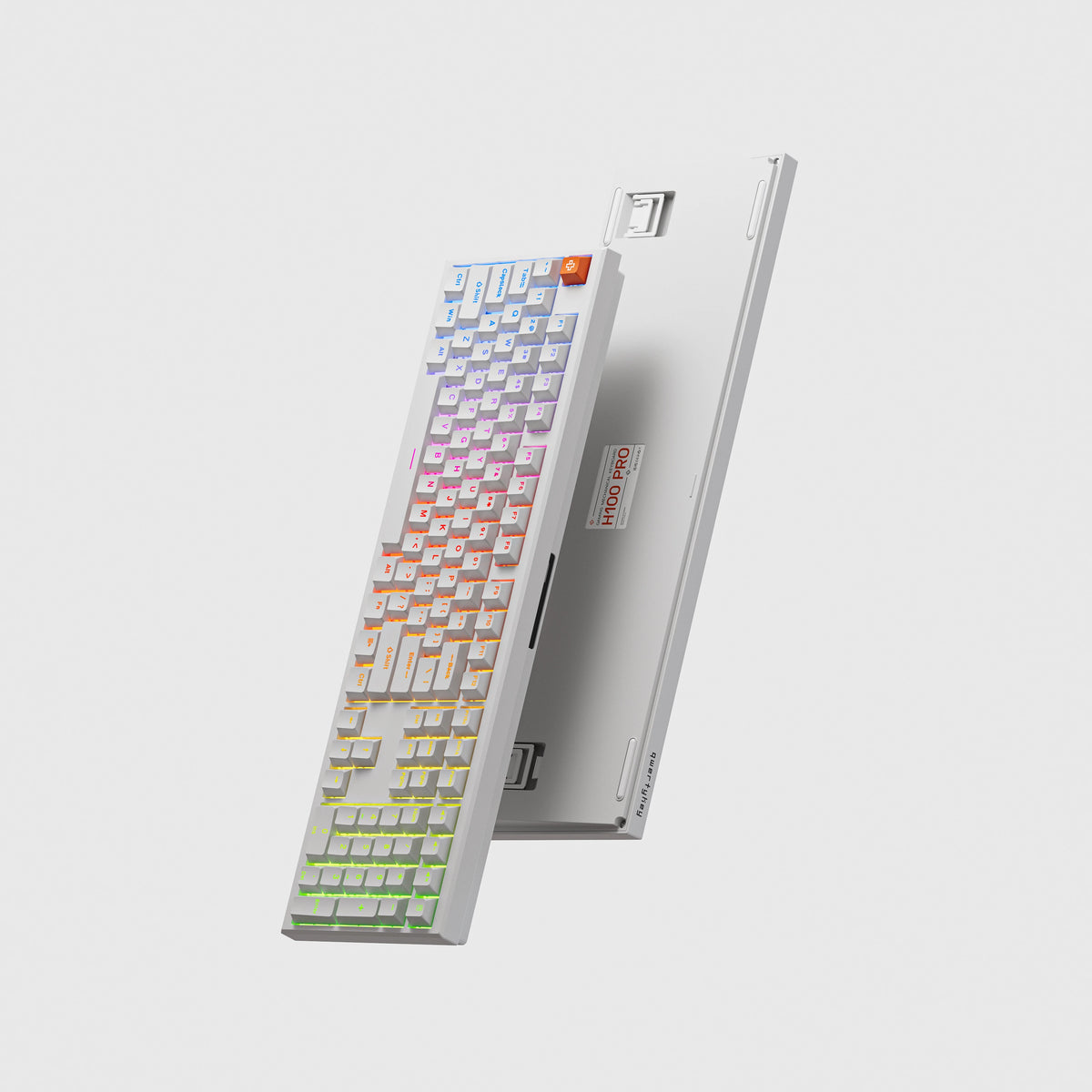 QwertyKey H100 Pro V2 Albă – Tastatură Mecanică Gaming Wireless, Hotswap, Gasket, Full RGB