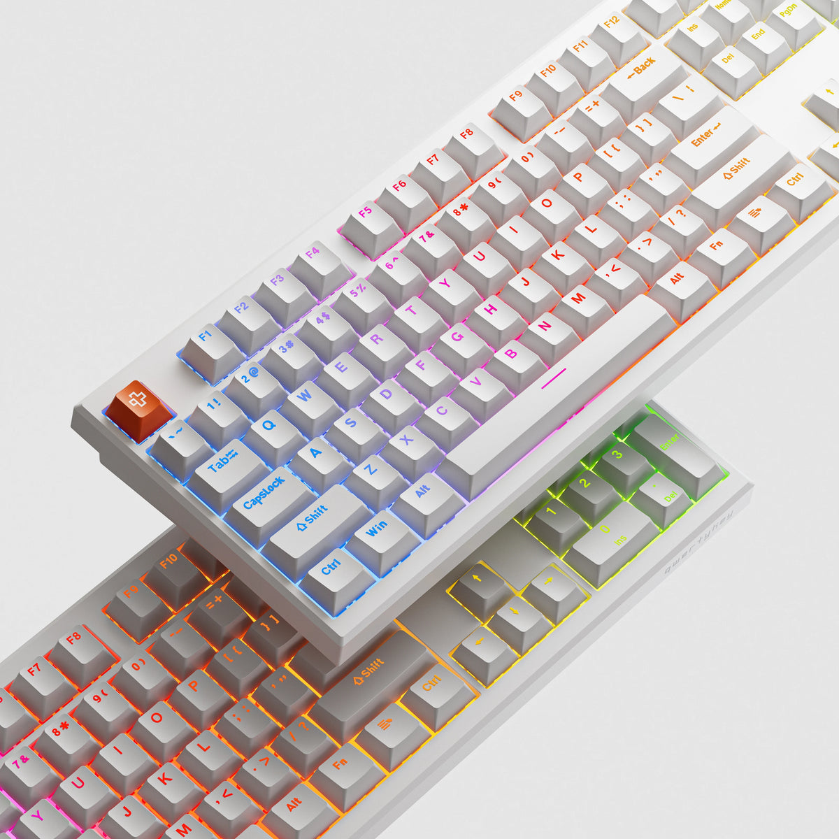 QwertyKey H100 Pro V2 Albă – Tastatură Mecanică Gaming Wireless, Hotswap, Gasket, Full RGB
