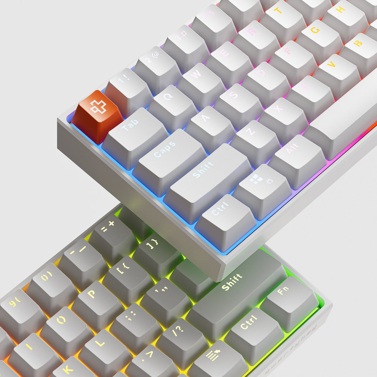 QwertyKey H61 Pro V2 Albă – Tastatură Mecanică Gaming, Hotswap, Full RGB