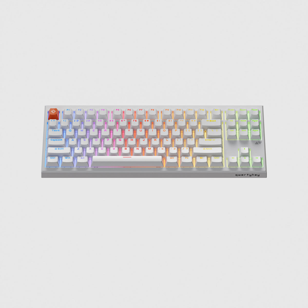 QwertyKey H87 Pro V2 Albă – Tastatură Mecanică Gaming Wireless, Hotswap, Gasket, Full RGB