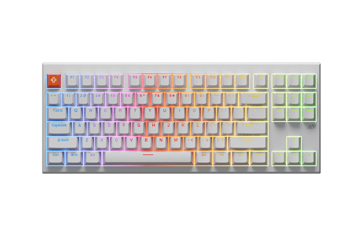 QwertyKey H87 Pro V2 Albă – Tastatură Mecanică Gaming Wireless, Hotswap, Gasket, Full RGB