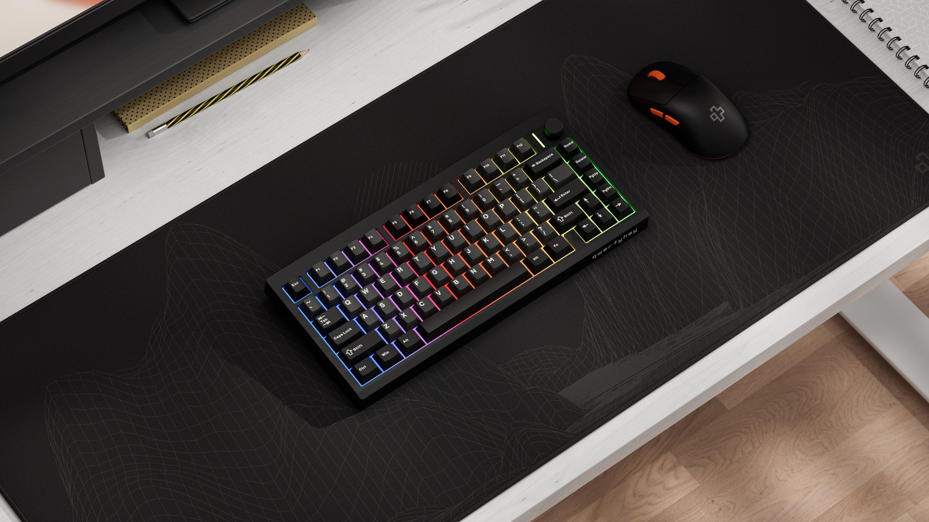 QwertyKey75 Pro V2 Neagra Bluetooth Wireless Hotswap RGB Web Software Gasket Mounted Tastatura Mecanica Gaming