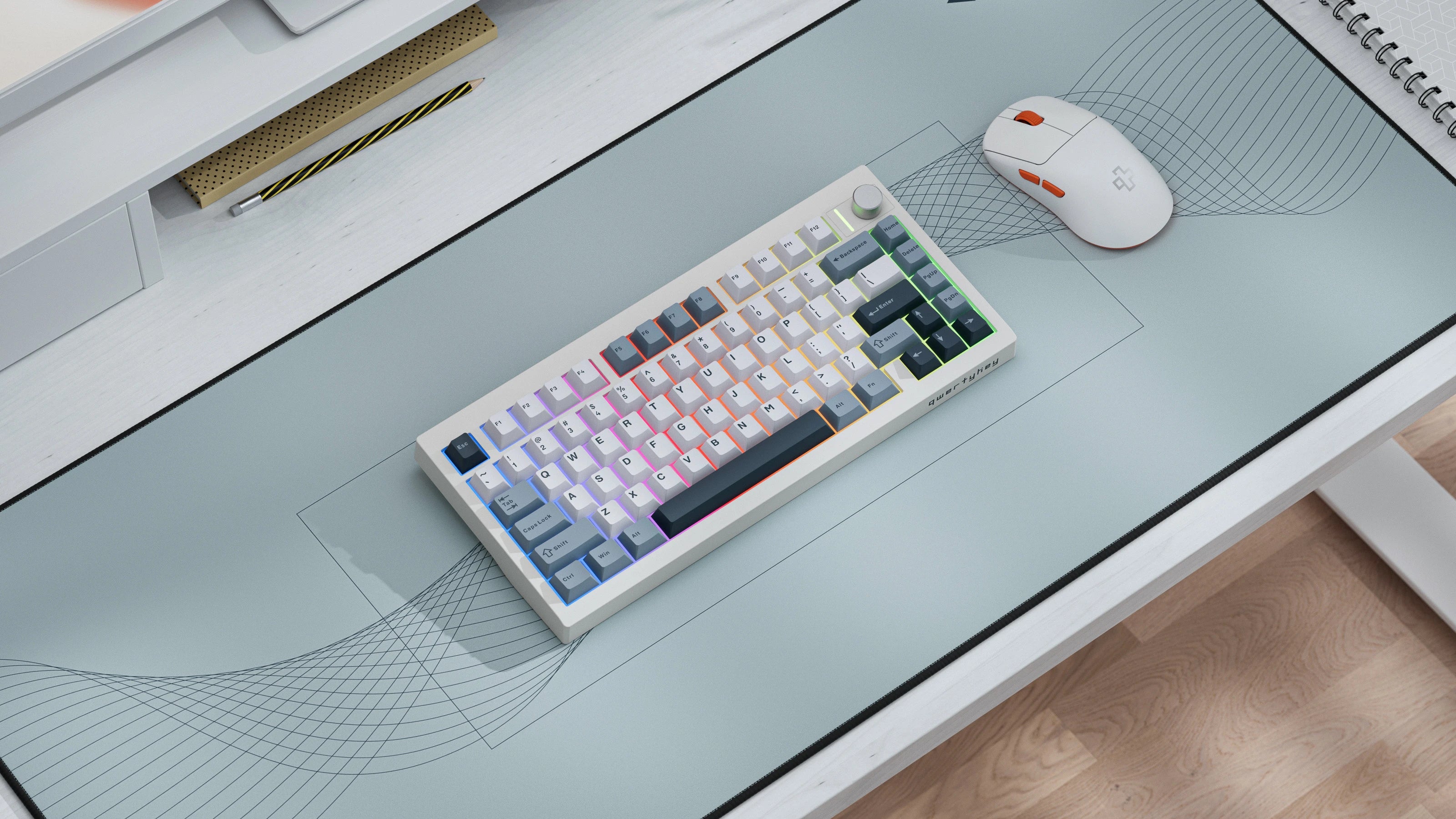 QwertyKey75 Pro V2 Alba Bluetooth Wireless Hotswap RGB Web Software Gasket Mounted Tastatura Mecanica Gaming