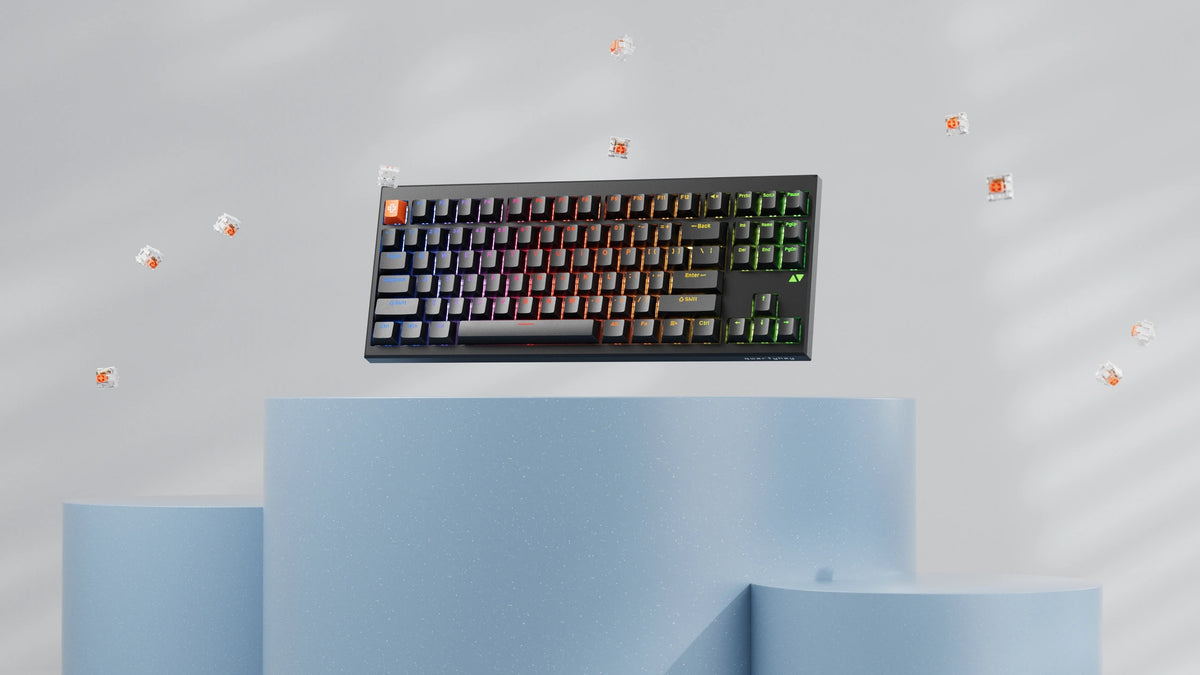 QwertyKey H87 Pro V2 Neagră – Tastatură Mecanică Gaming Wireless, Hotswap, Gasket, Full RGB