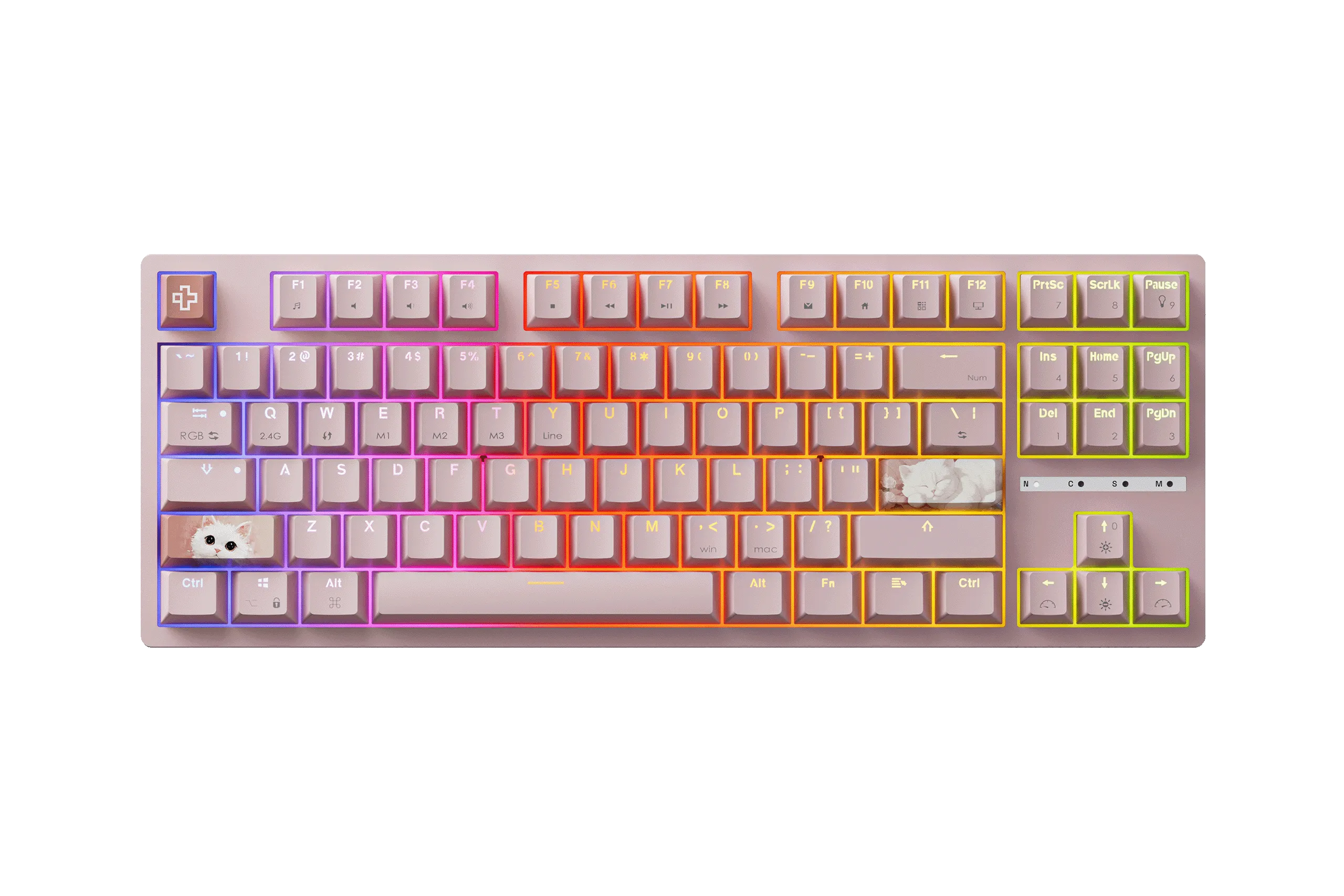 QwertyKey H87 Roz Bluetooth Wireless Hotswap RGB Tastatura Mecanica Gaming