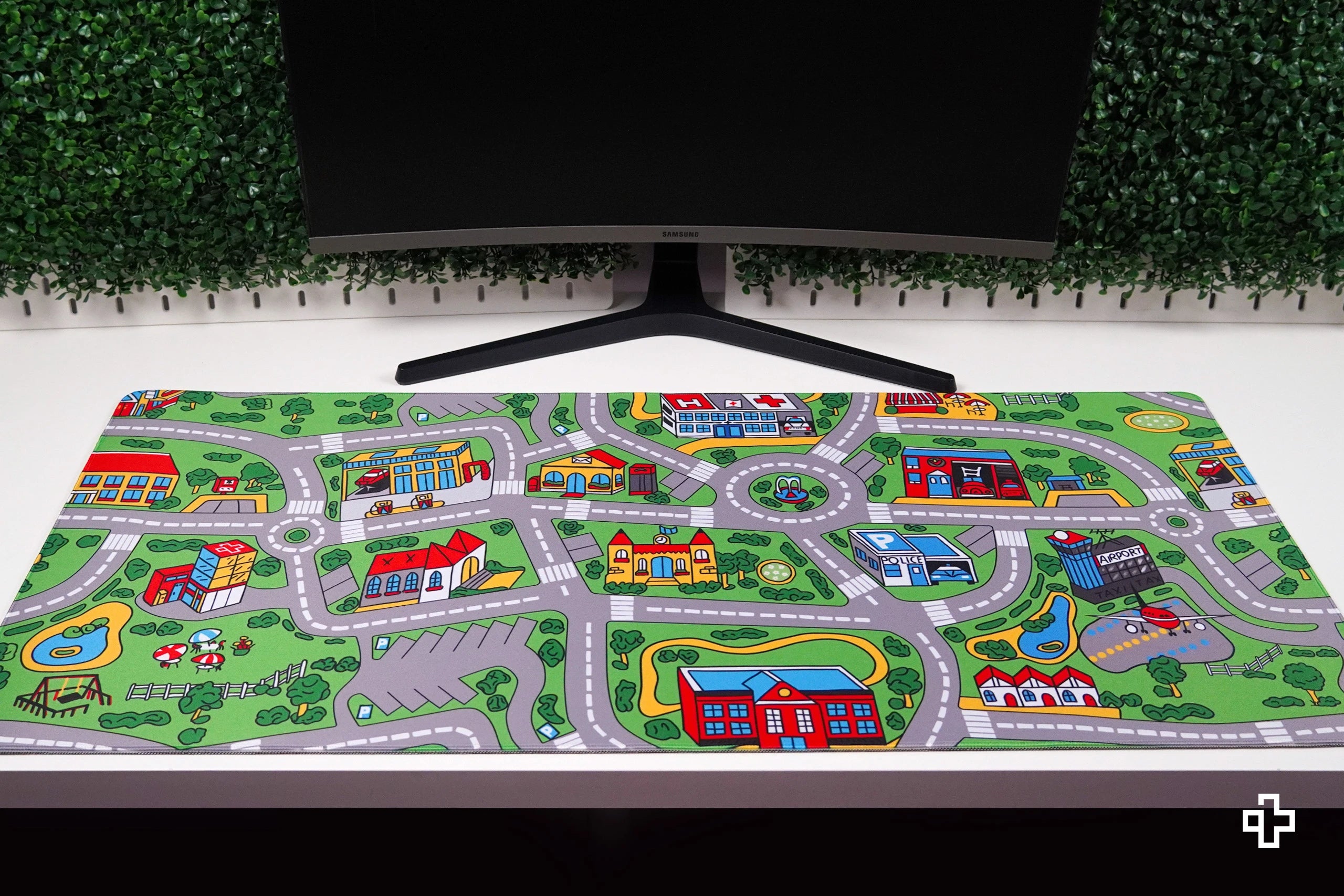 Deskmat Mousepad QwertyKey Nostalgia Busy Town 4mm margini cusute