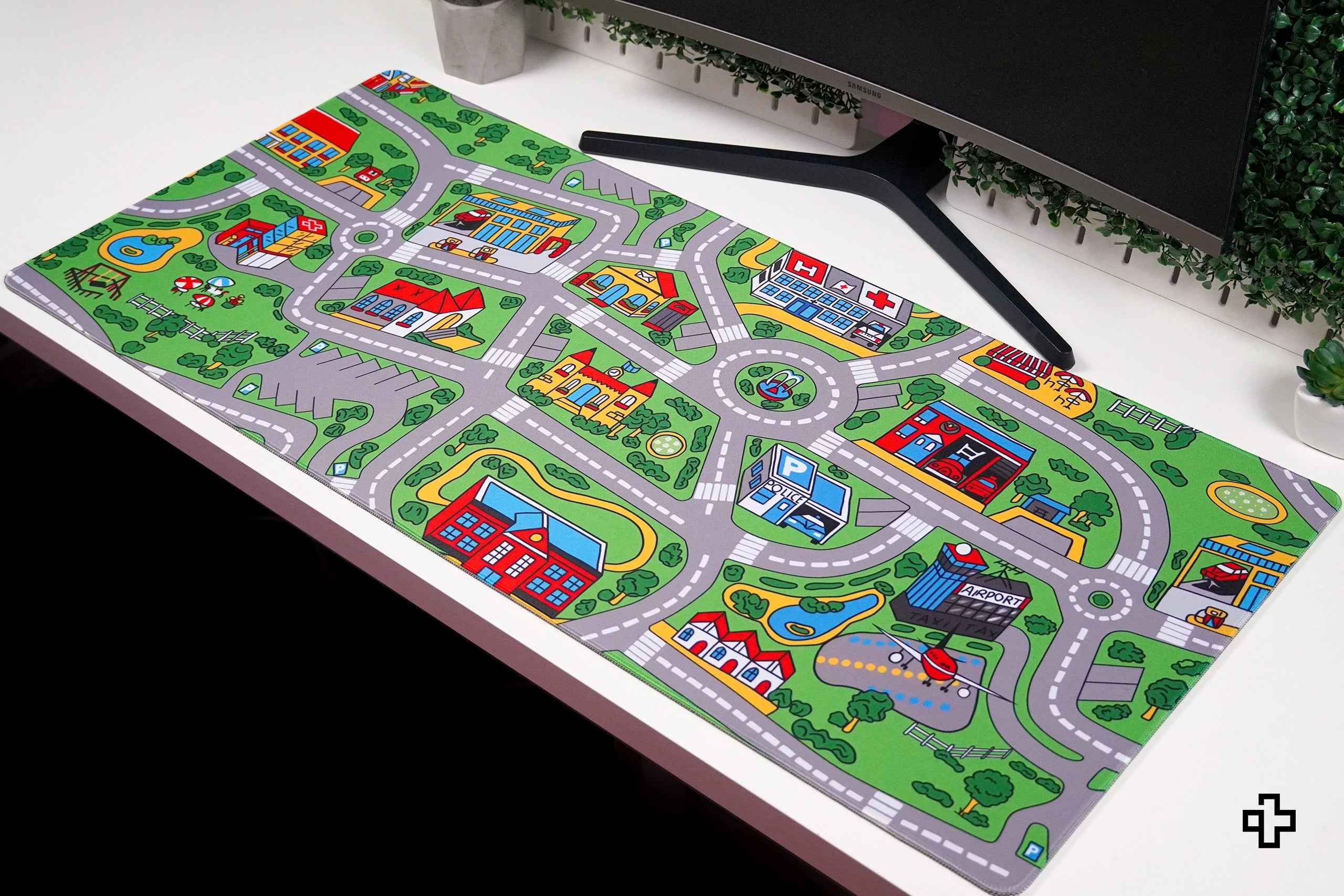 Deskmat Mousepad QwertyKey Nostalgia Busy Town 4mm margini cusute