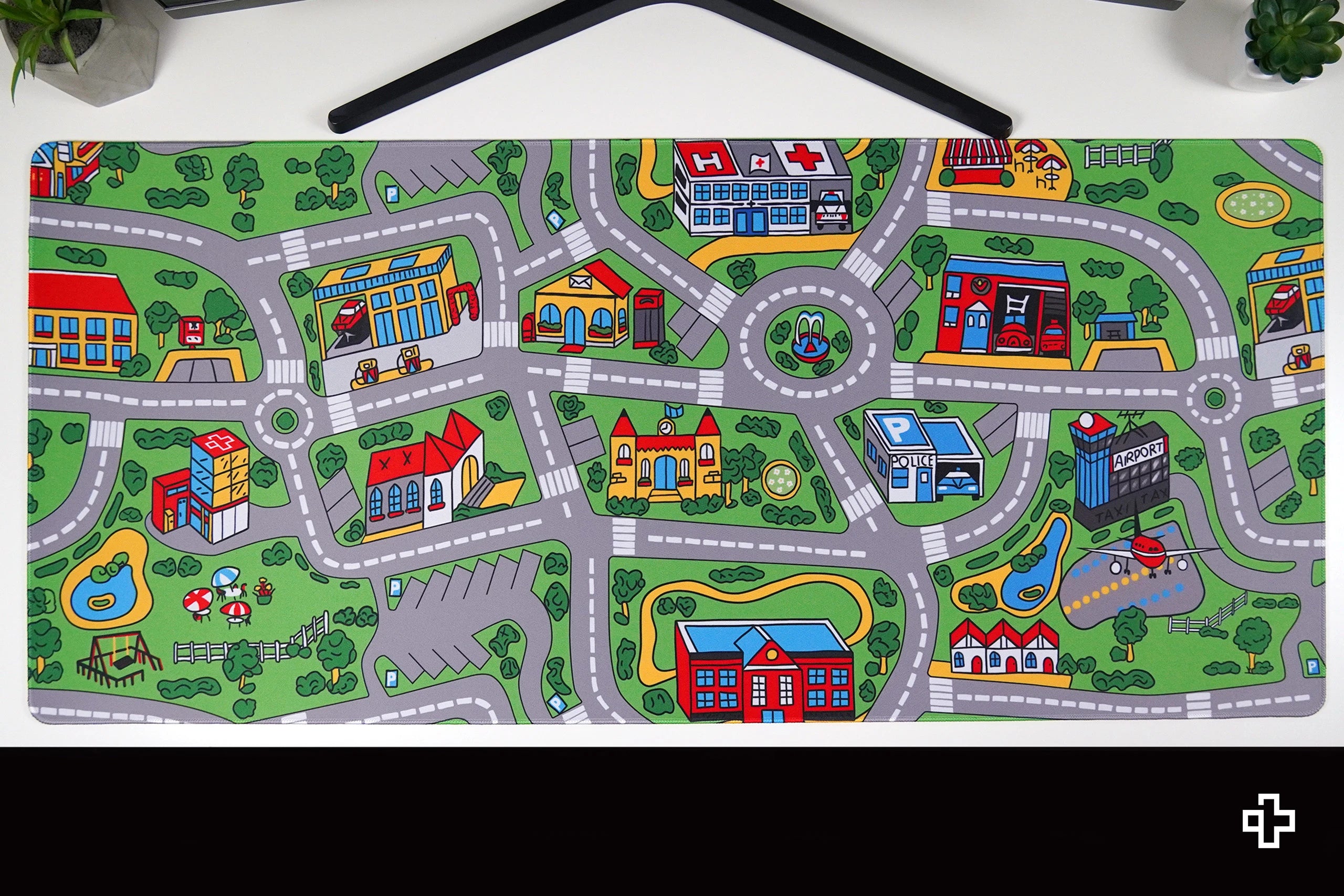 Deskmat Mousepad QwertyKey Nostalgia Busy Town 4mm margini cusute