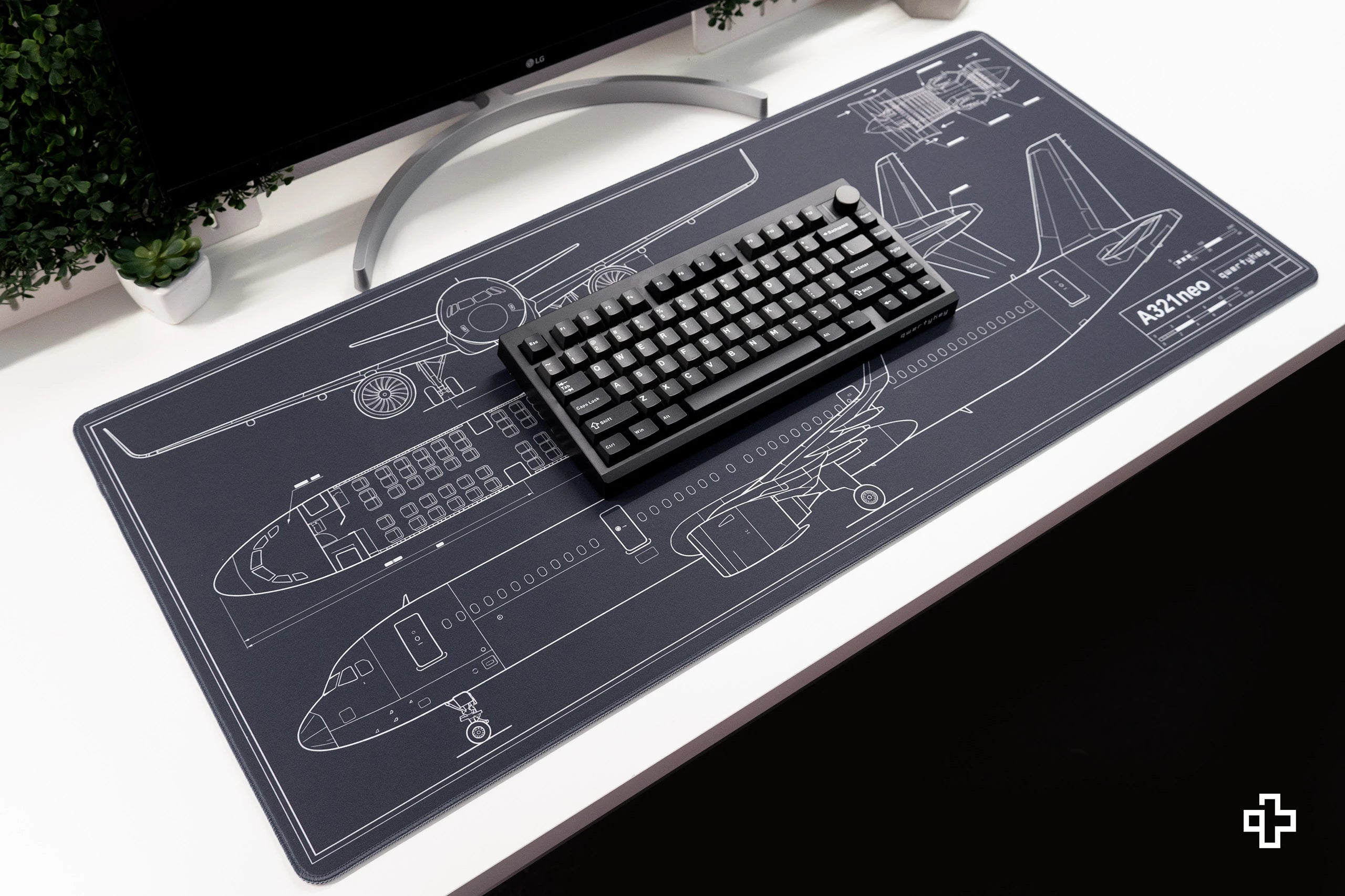 Deskmat Mousepad Plane Blueprint 4mm margini cusute