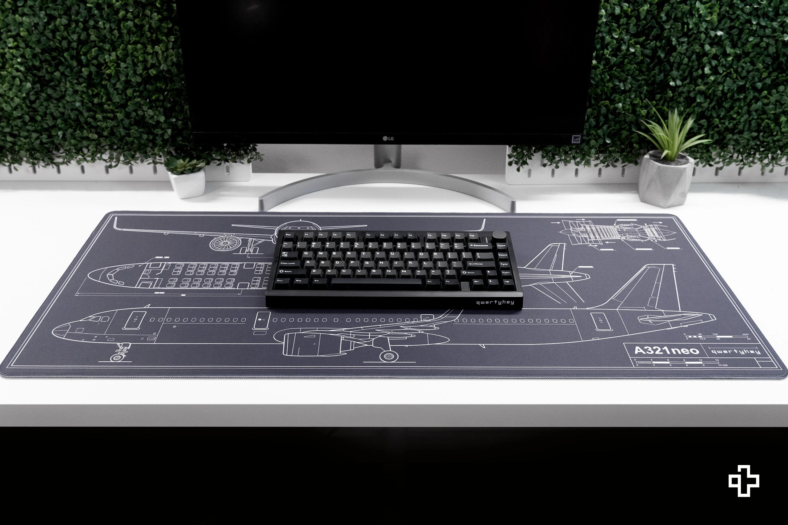 Deskmat Mousepad Plane Blueprint 4mm margini cusute