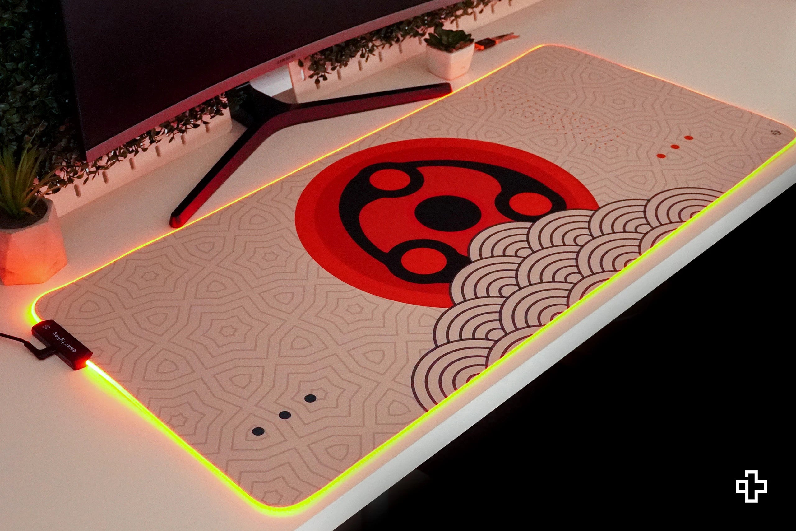 Deskmat Mousepad QwertyKey Sharingan Eye RGB Software 4mm margini cusute