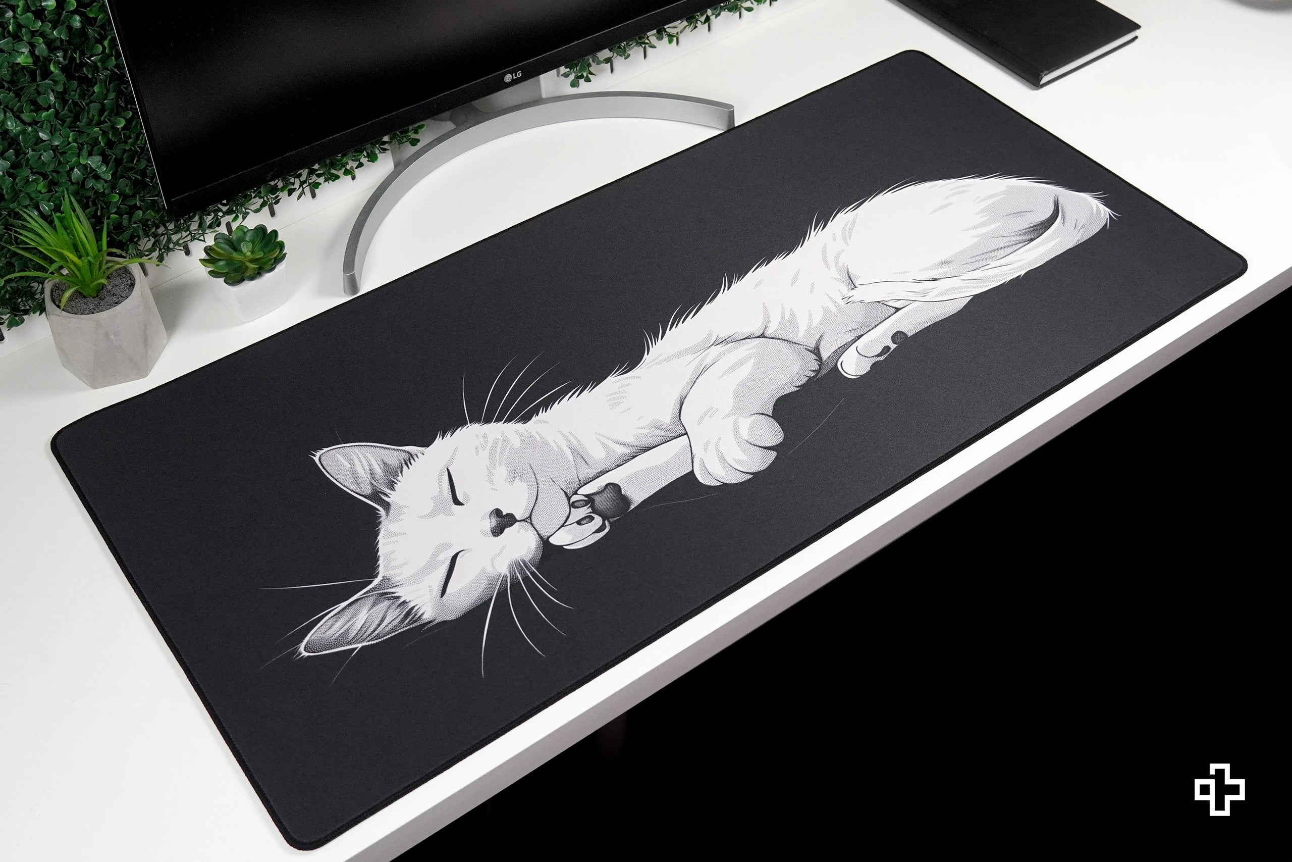 Deskmat Mousepad QwertyKey Black Cat 4mm margini cusute