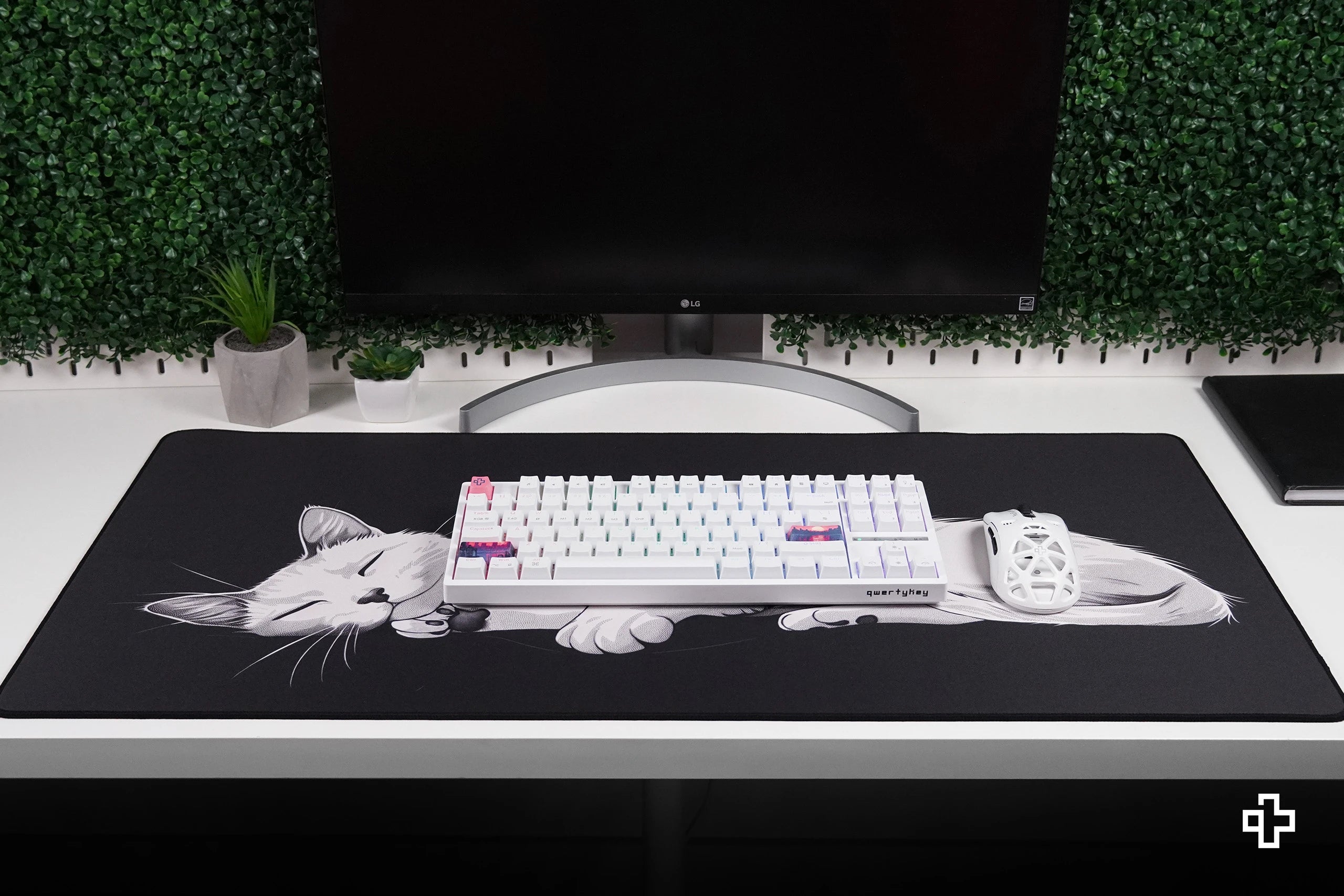 Deskmat Mousepad QwertyKey Black Cat 4mm margini cusute