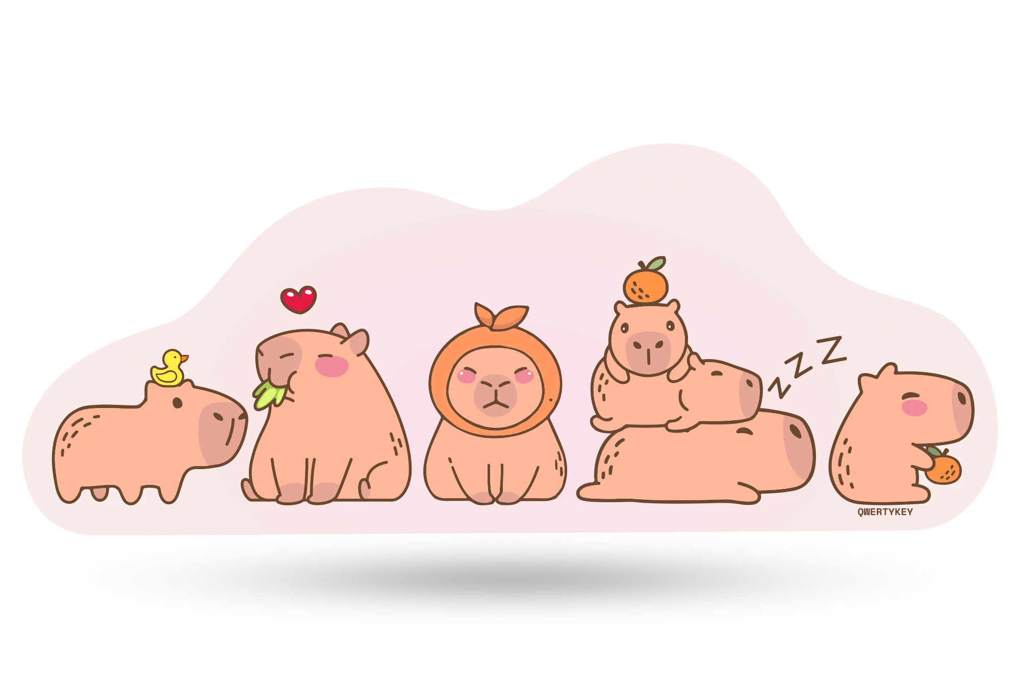 Deskmat Mousepad QwertyKey Capybara 4mm margini cusute