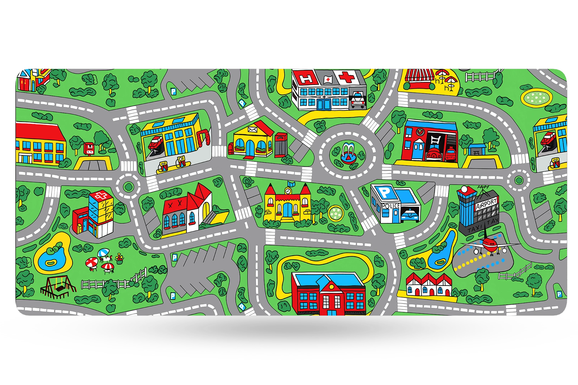 FMT-KB107 マウス、パッドセット Deskmat Mousepad QwertyKey Nostalgia Busy Town 4mm margini cusute