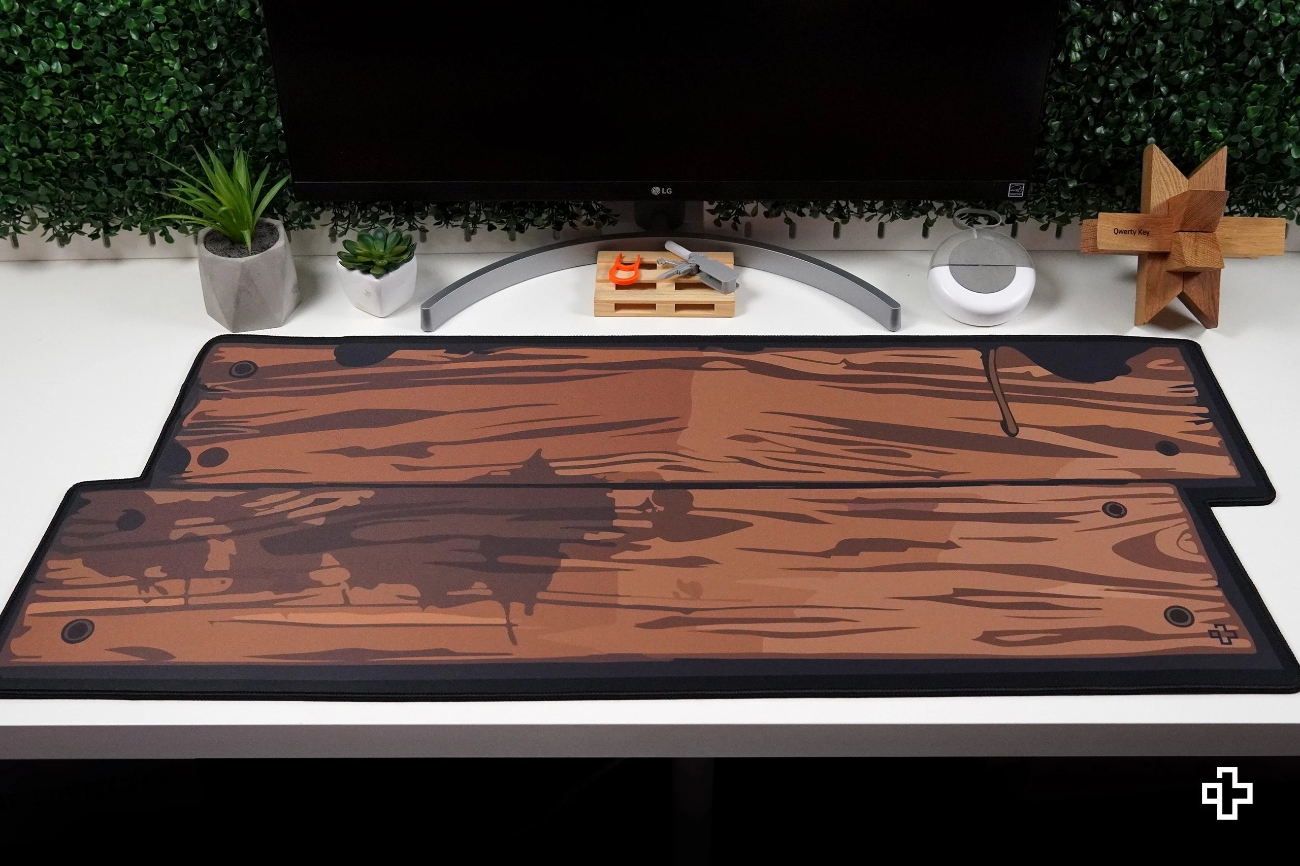 Deskmat Mousepad QwertyKey Wood 4mm margini cusute