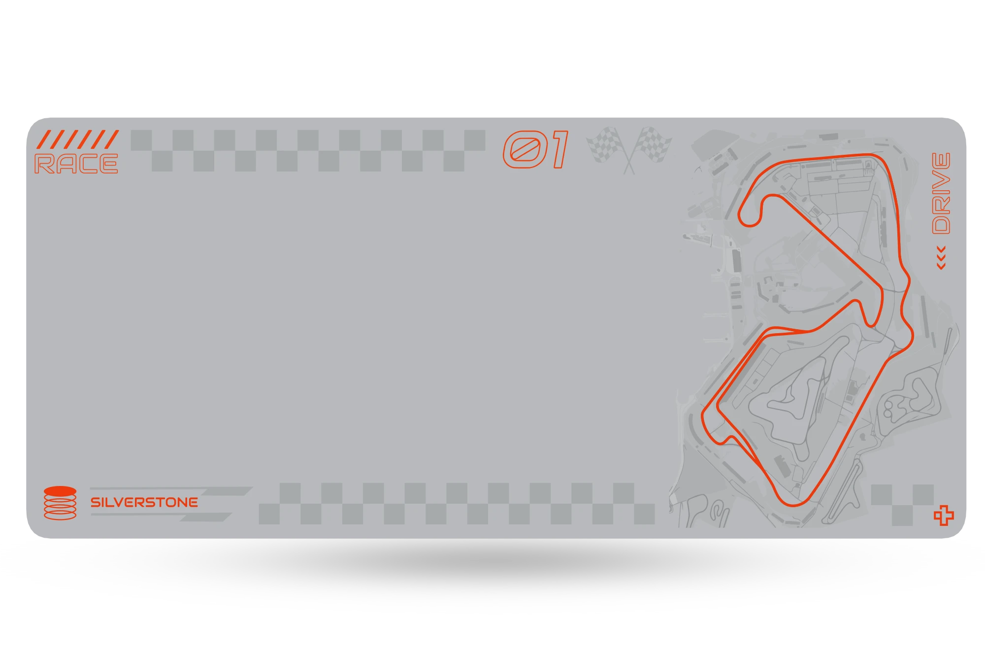 Deskmat Mousepad Formula Silver Circuit 4mm margini cusute