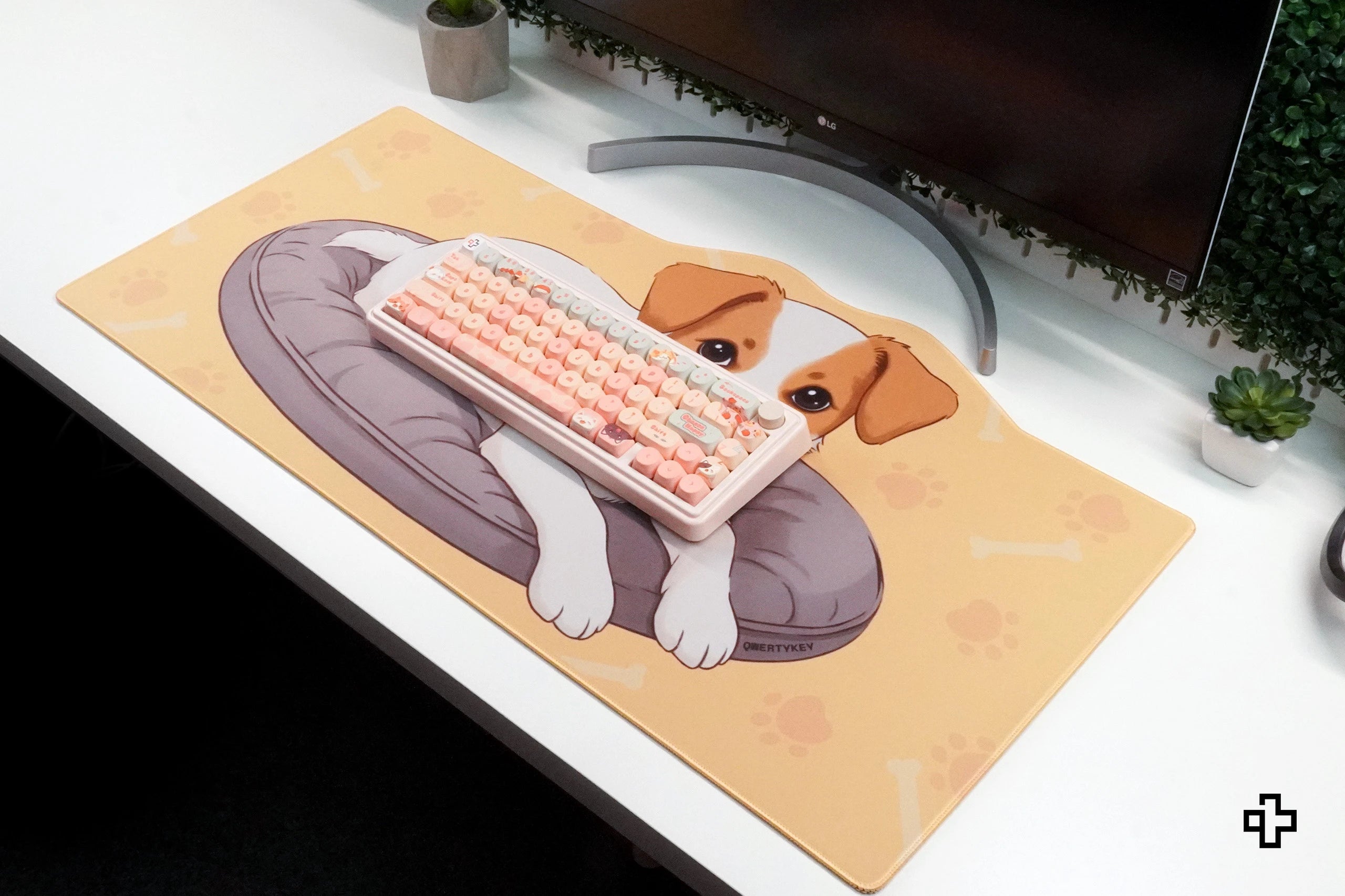 Deskmat Mousepad QwertyKey Dog Joy 4mm margini cusute