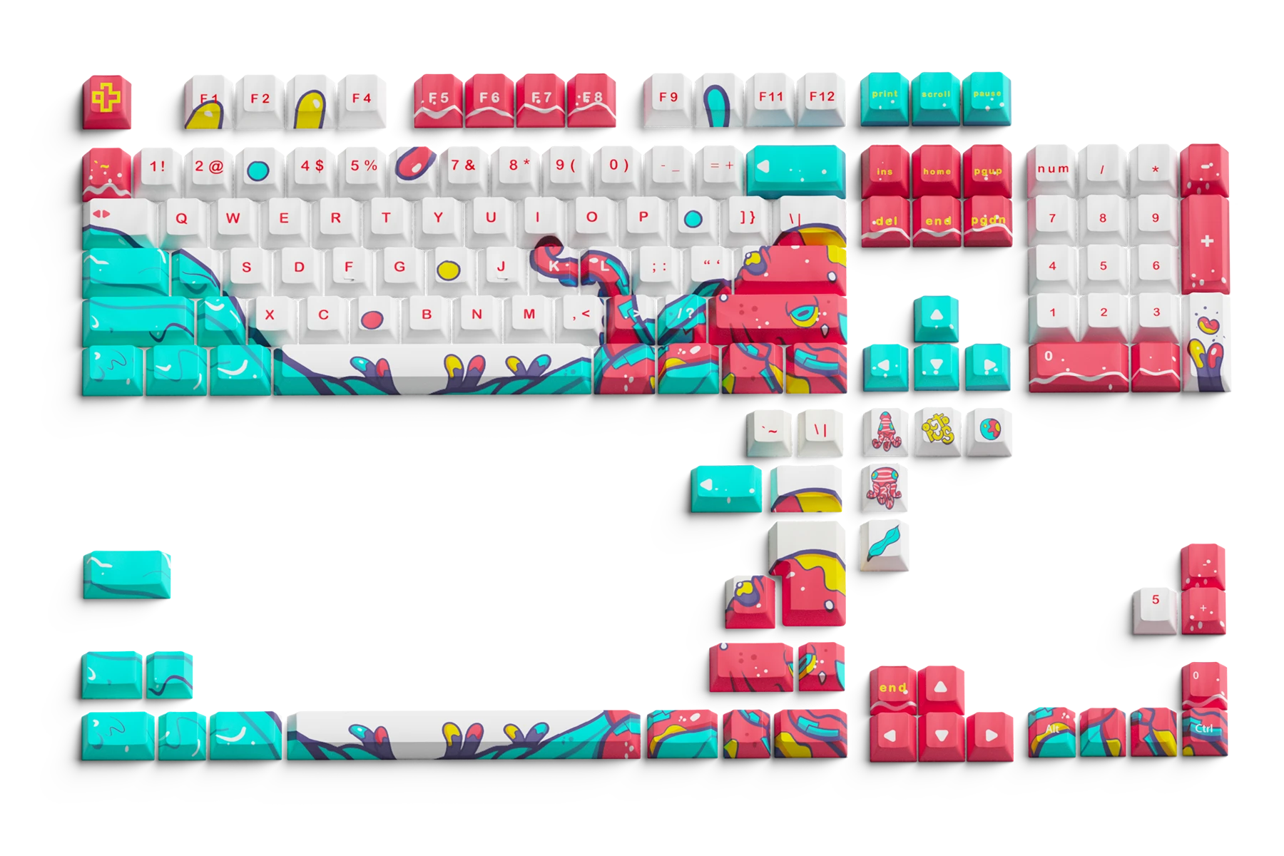 Set taste QwertyKey Octopus White Profil OEM Material PBT