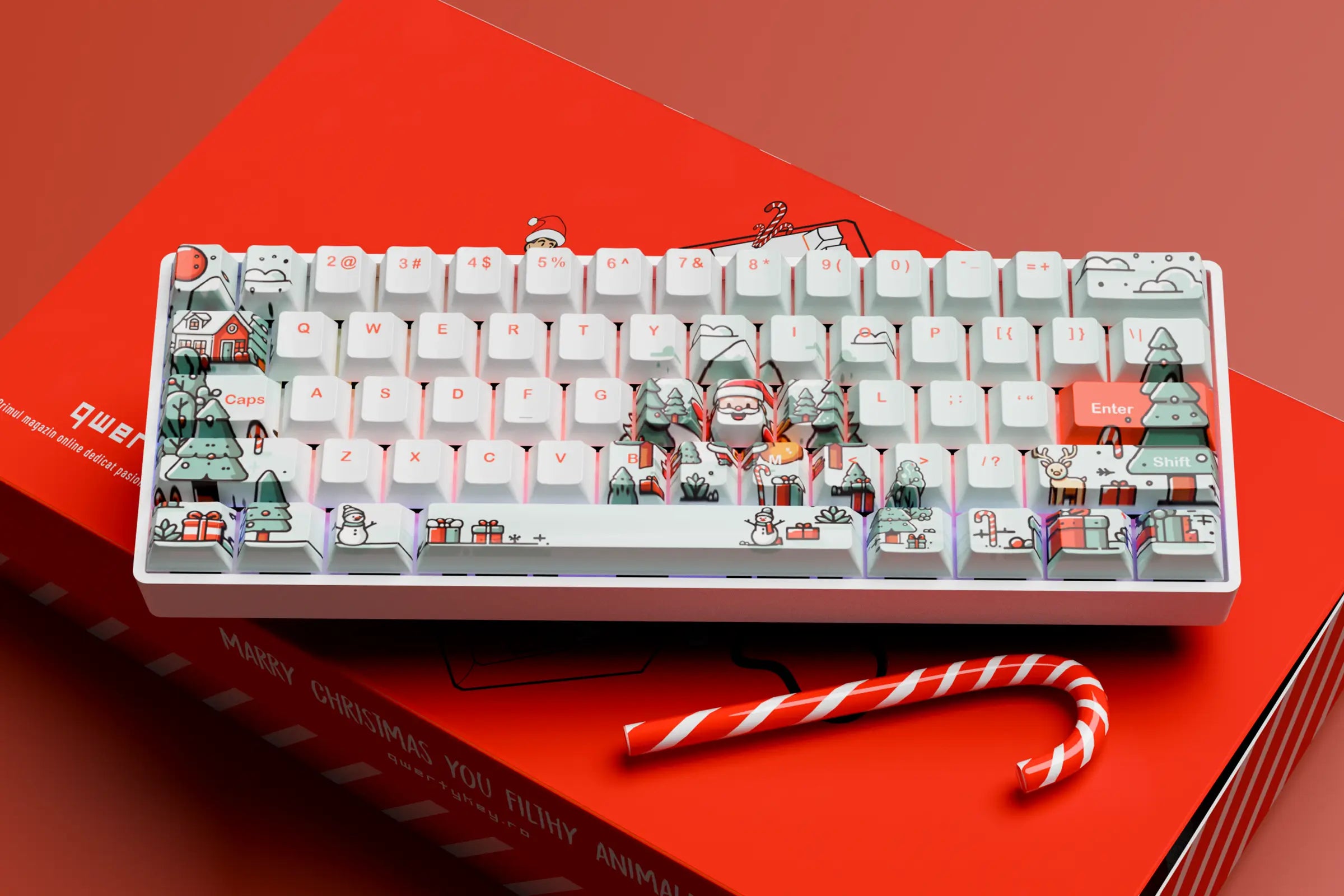 QwertyKey Santa Hotswap Tastatura Mecanica Craciun Gaming