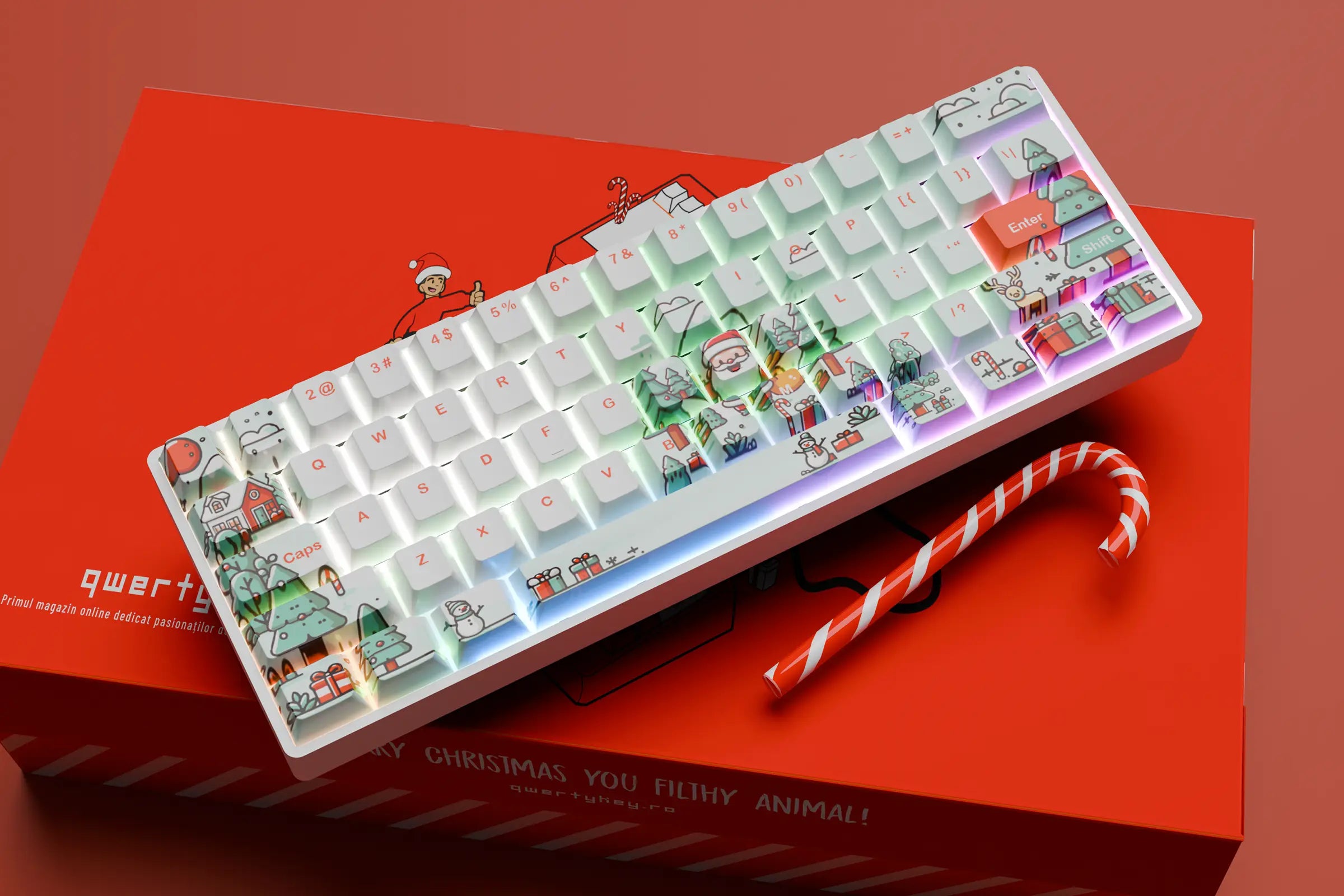 QwertyKey Santa Hotswap Tastatura Mecanica Craciun Gaming