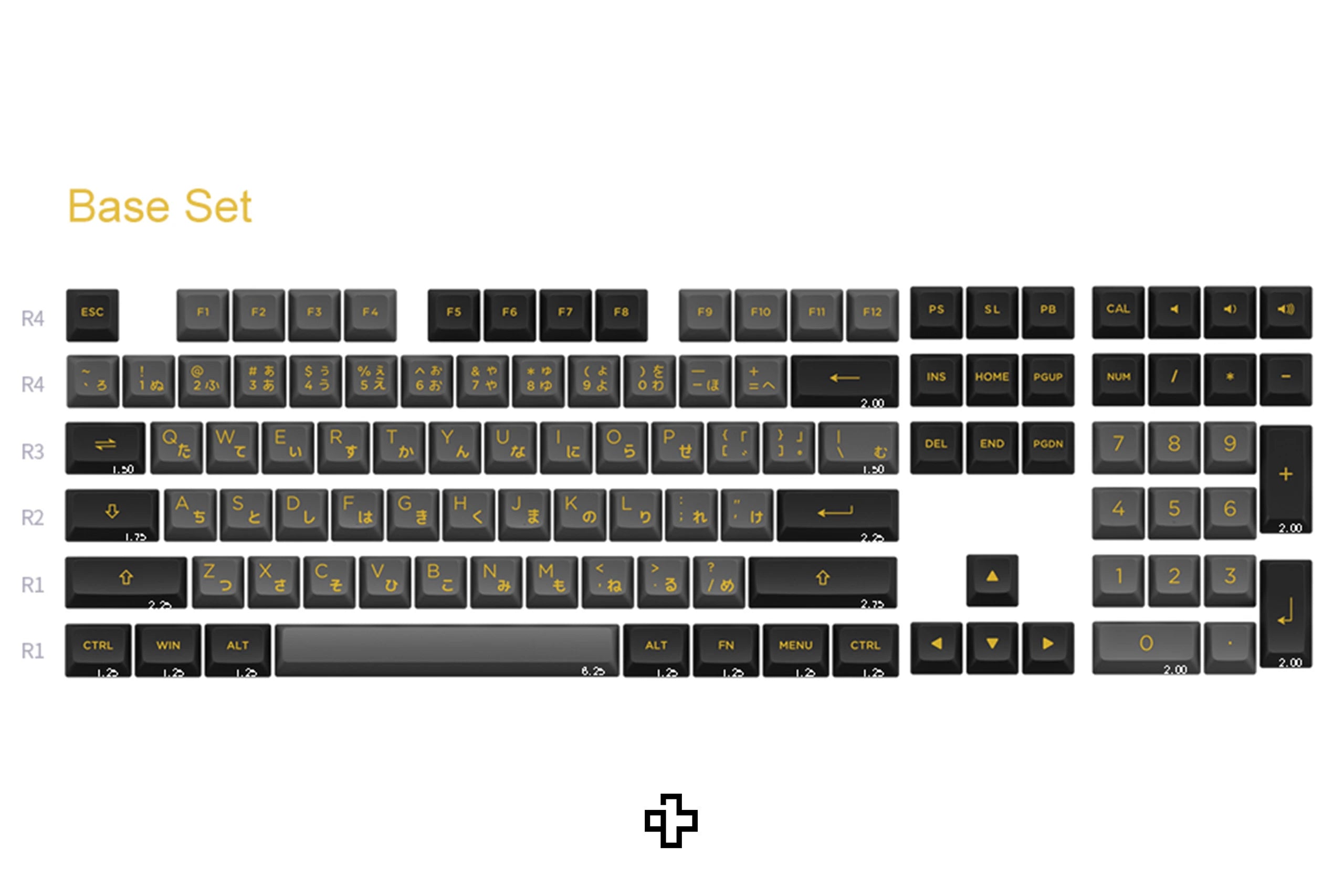 Set Taste Black and Gold Hiragana PBT Double Shot Profil ASA