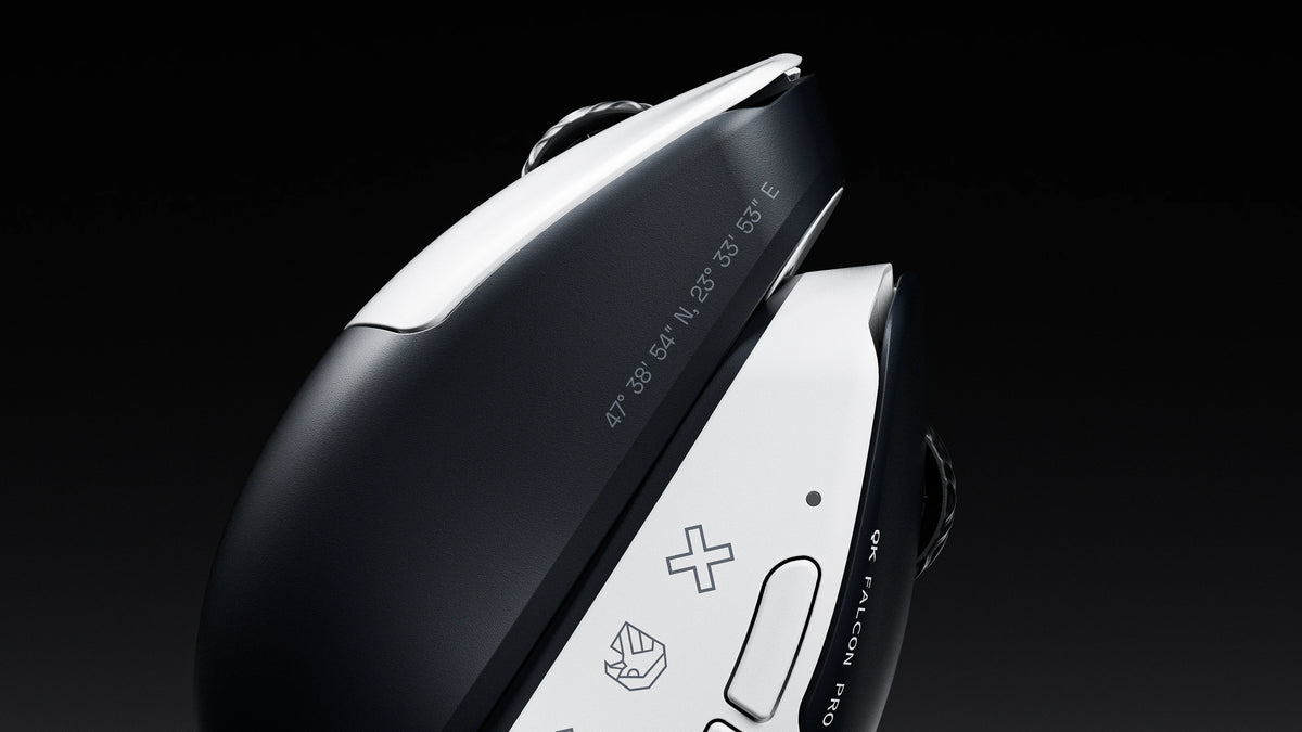 Mouse Gaming Qwertykey Falcon Pro 8K Alb - 60.000 DPI, Bluetooth Wireless Trio Mode, Pixart 3950
