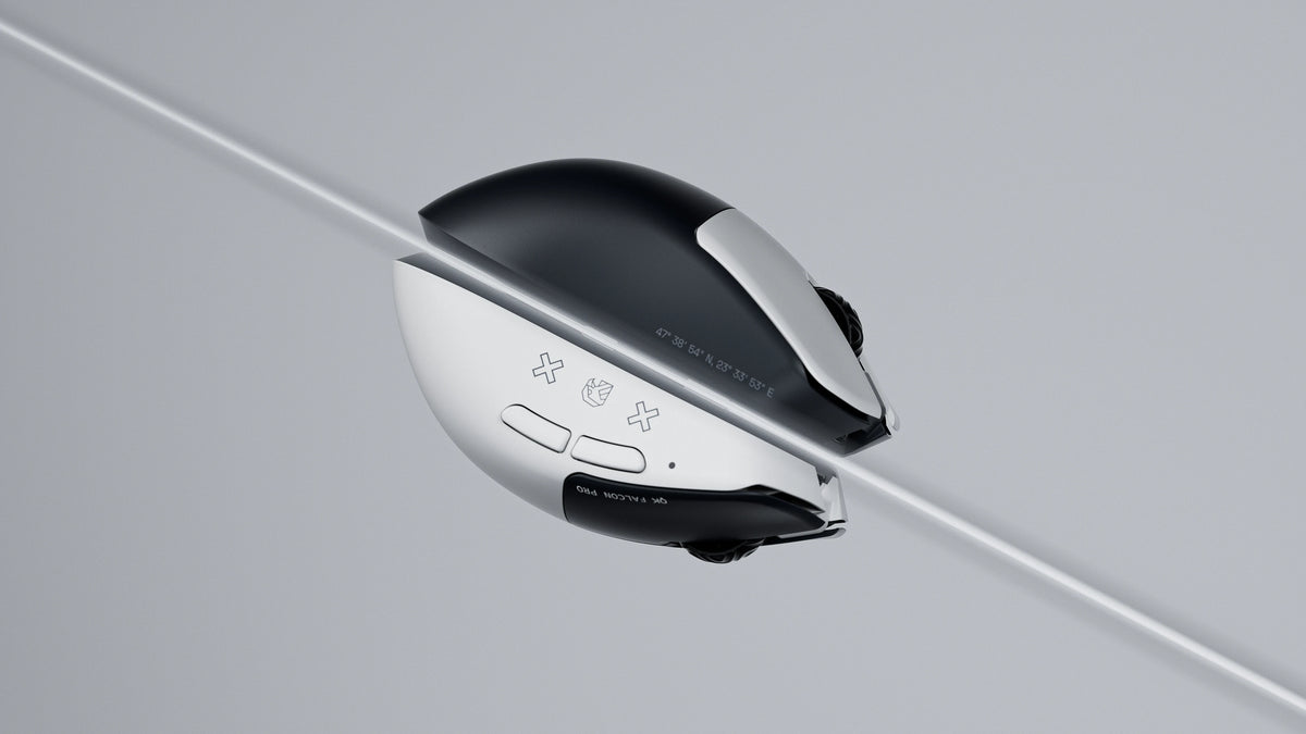 Mouse Gaming Qwertykey Falcon Pro 8K Alb - 60.000 DPI, Bluetooth Wireless Trio Mode, Pixart 3950