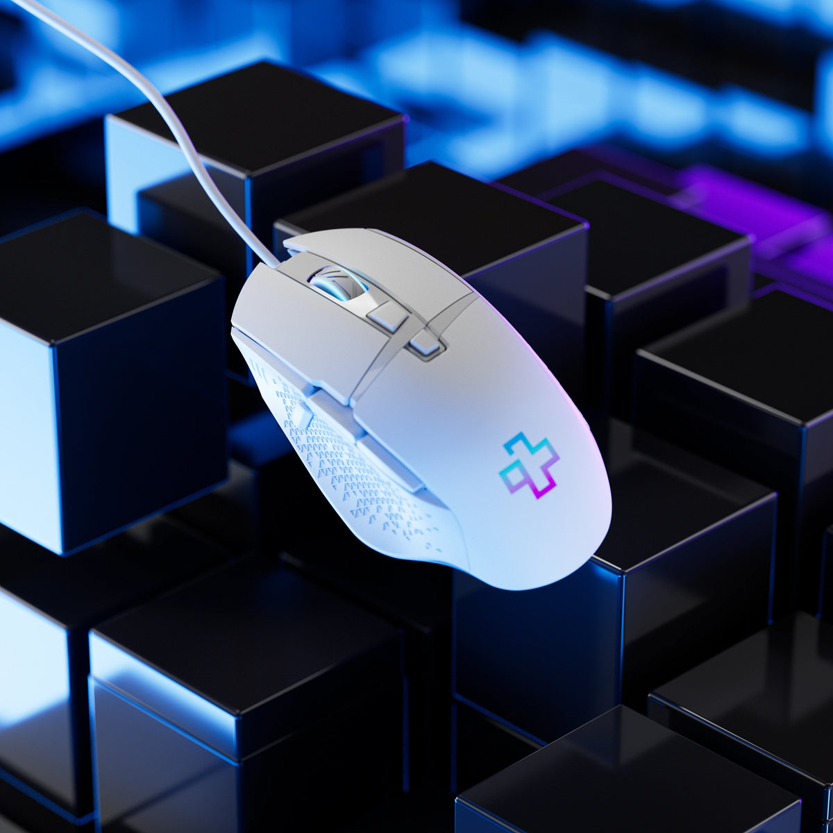 Mouse Gaming QwertyKey Forge V2 Alb- RGB, 12.000 DPI, Software