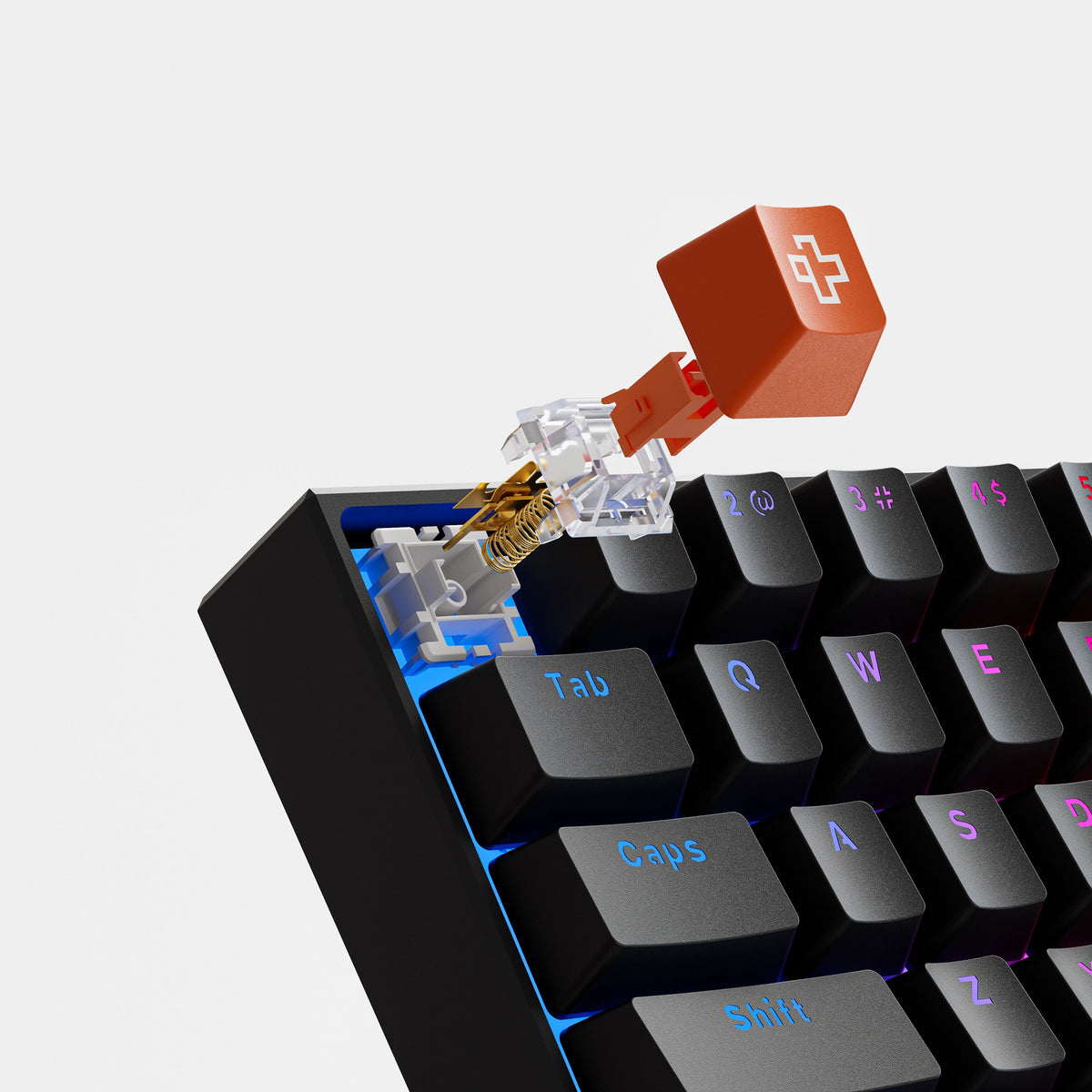 QwertyKey H61 Pro V2 Neagră – Tastatură Mecanică Gaming, Hotswap, Full RGB