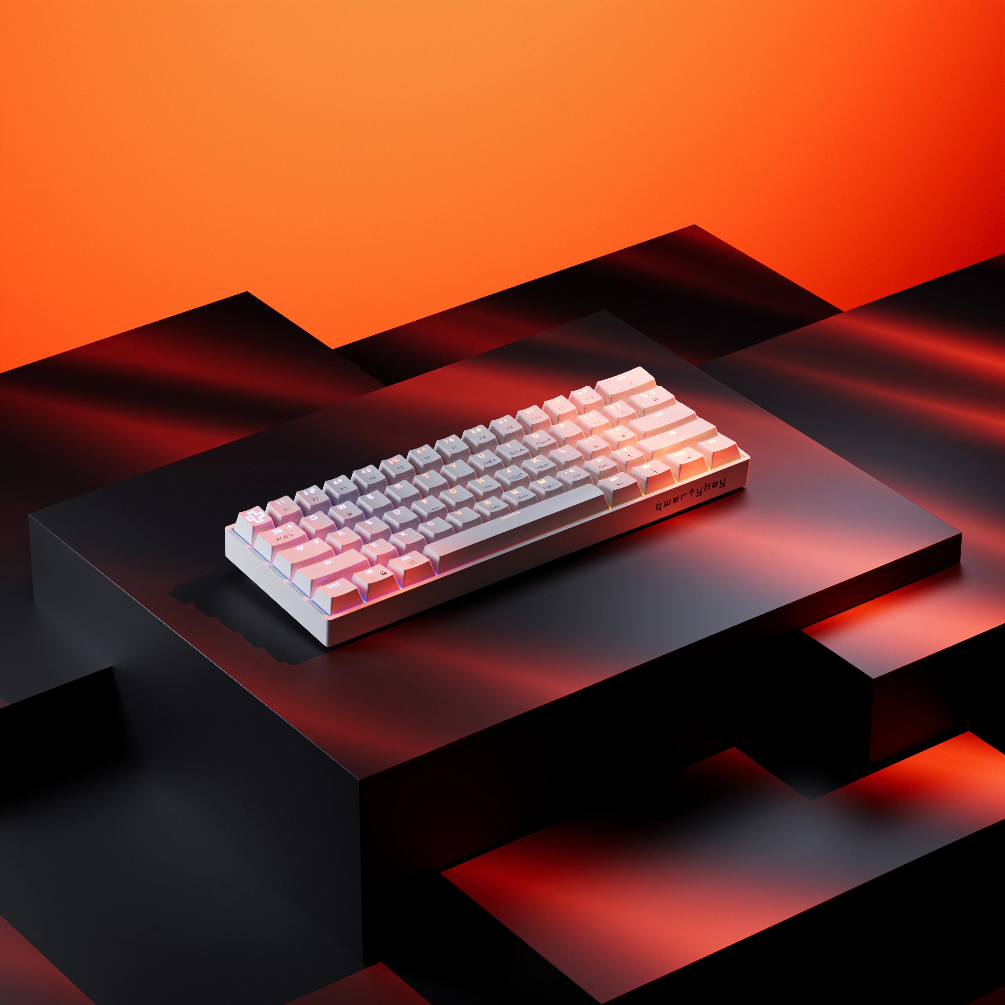 QwertyKey H61 Split Alba Hotswap RGB Tastatura Mecanica Gaming