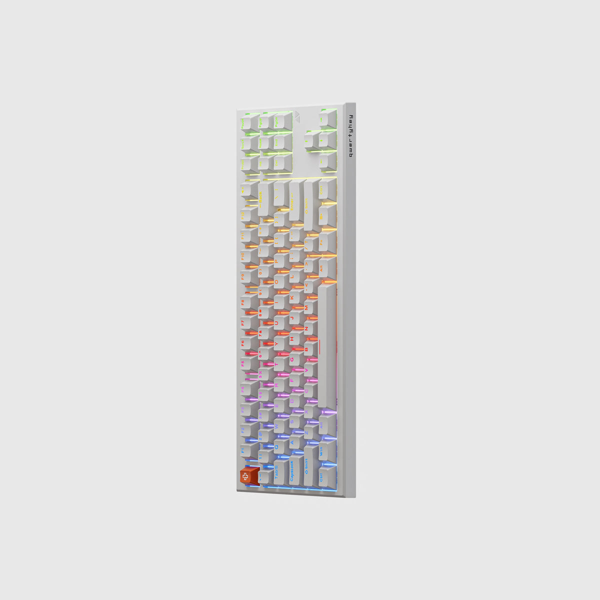 QwertyKey H87 Pro V2 Albă – Tastatură Mecanică Gaming Wireless, Hotswap, Gasket, Full RGB