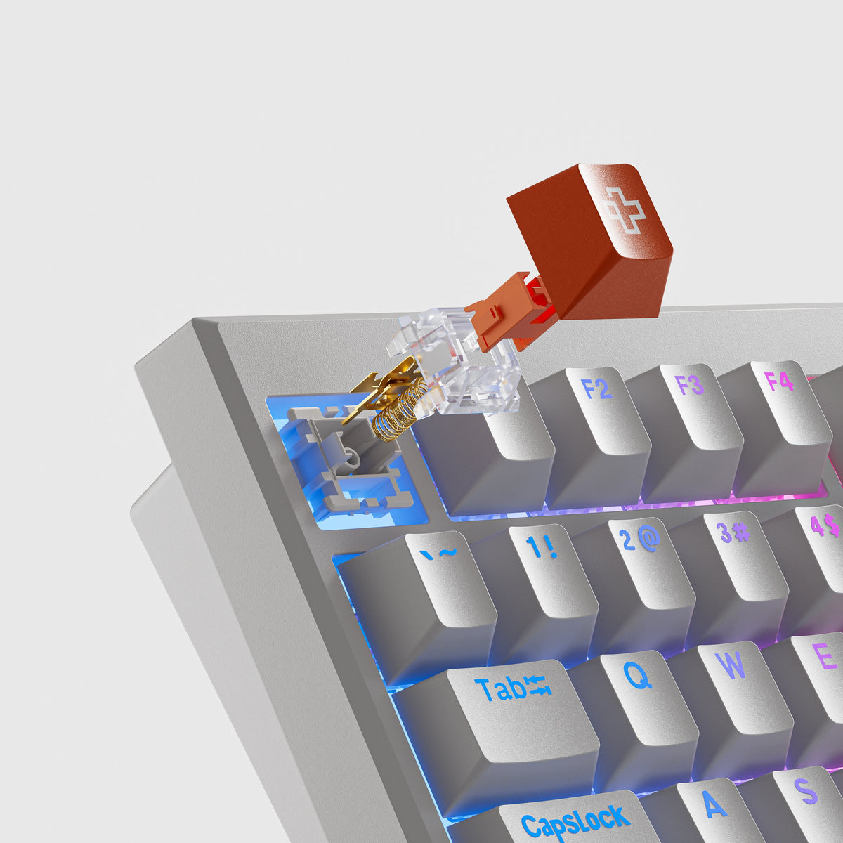 QwertyKey H87 Pro V2 Albă – Tastatură Mecanică Gaming Wireless, Hotswap, Gasket, Full RGB