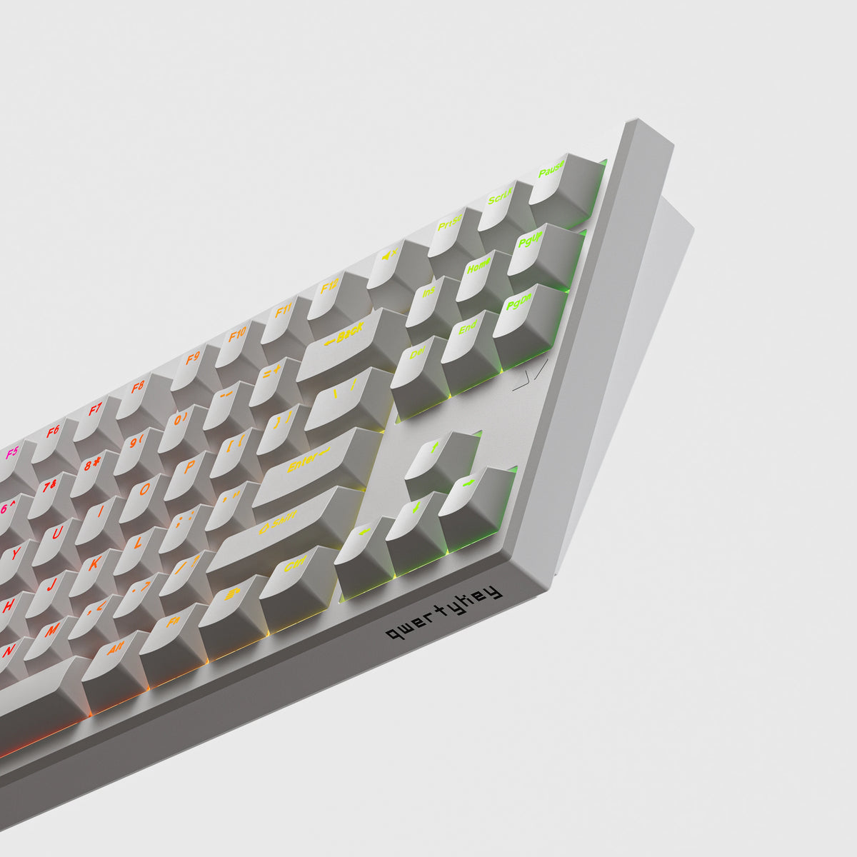 QwertyKey H87 Pro V2 Albă – Tastatură Mecanică Gaming Wireless, Hotswap, Gasket, Full RGB