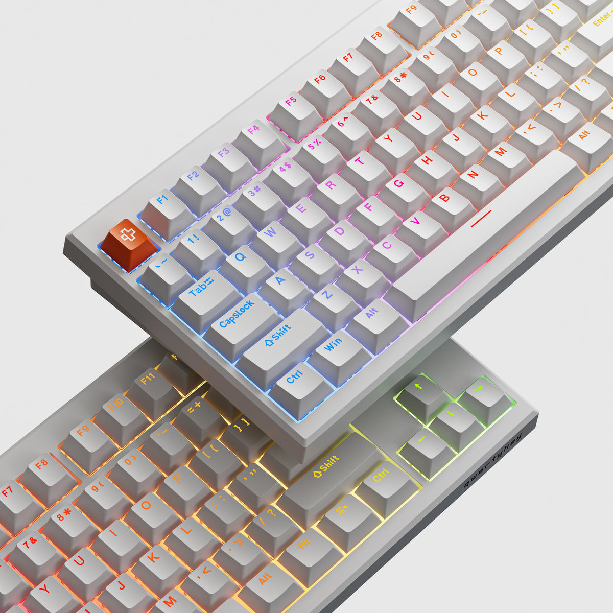 QwertyKey H87 Pro V2 Albă – Tastatură Mecanică Gaming Wireless, Hotswap, Gasket, Full RGB