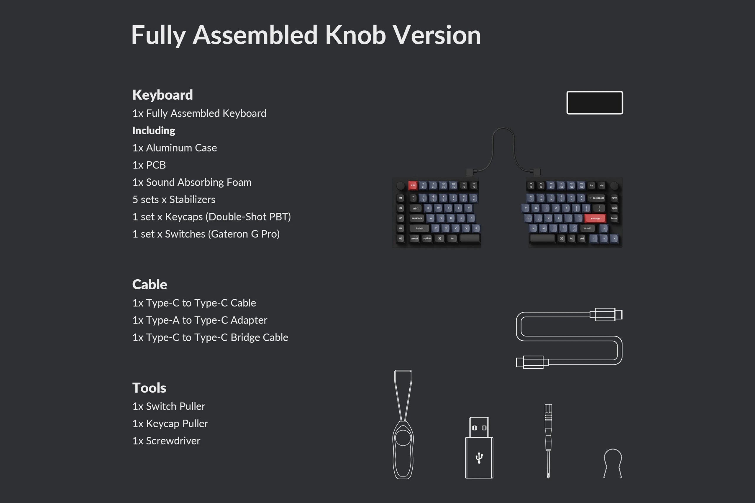 Keychron Q11 Carbon Black Hotswap Aluminium RGB Gateron G Pro Red Tastatura Mecanica Custom Split