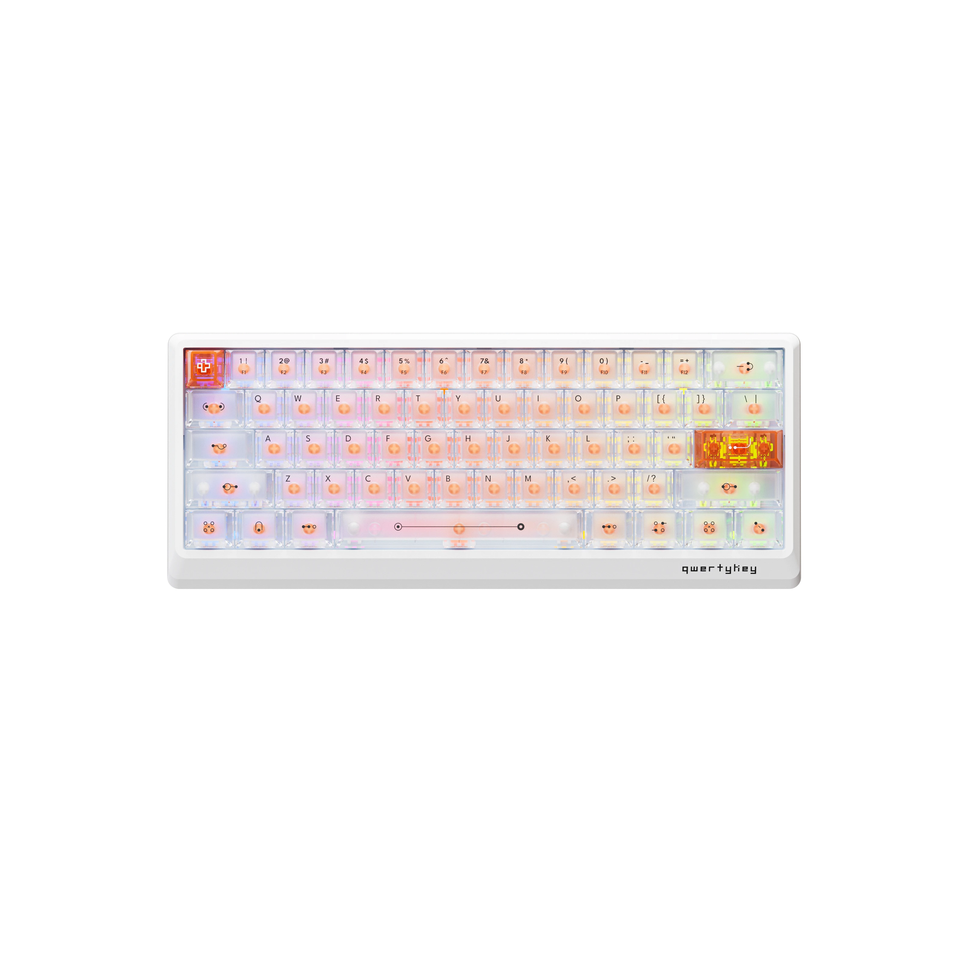QwertyKey QK61 HE Phantom Albă – Tastatură Gaming Magnetică Hall Effect, Rapid Trigger, Snap Tap, Full RGB