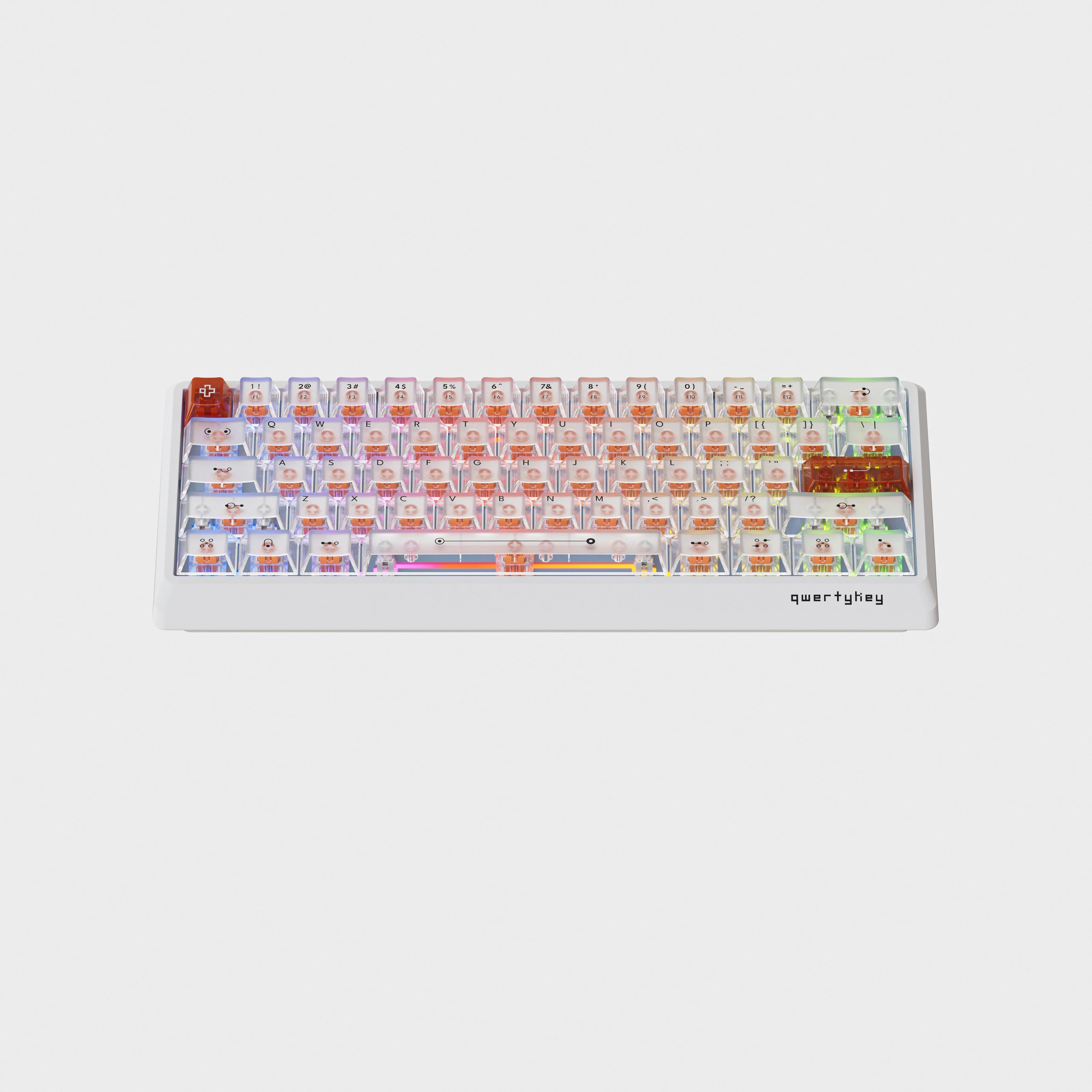 QwertyKey QK61 HE Phantom Albă – Tastatură Gaming Magnetică Hall Effect, Rapid Trigger, Snap Tap, Full RGB