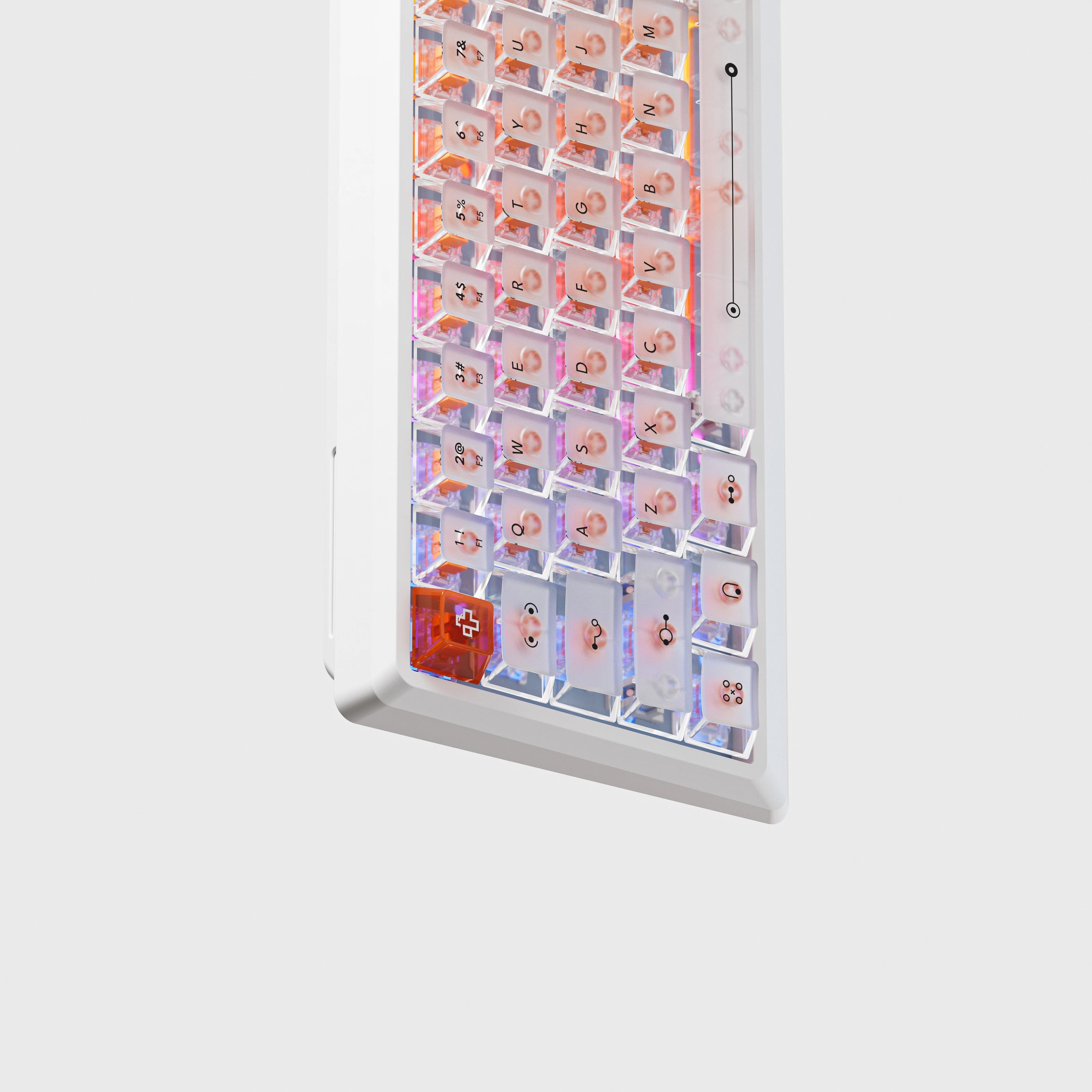 QwertyKey QK61 HE Phantom Albă – Tastatură Gaming Magnetică Hall Effect, Rapid Trigger, Snap Tap, Full RGB