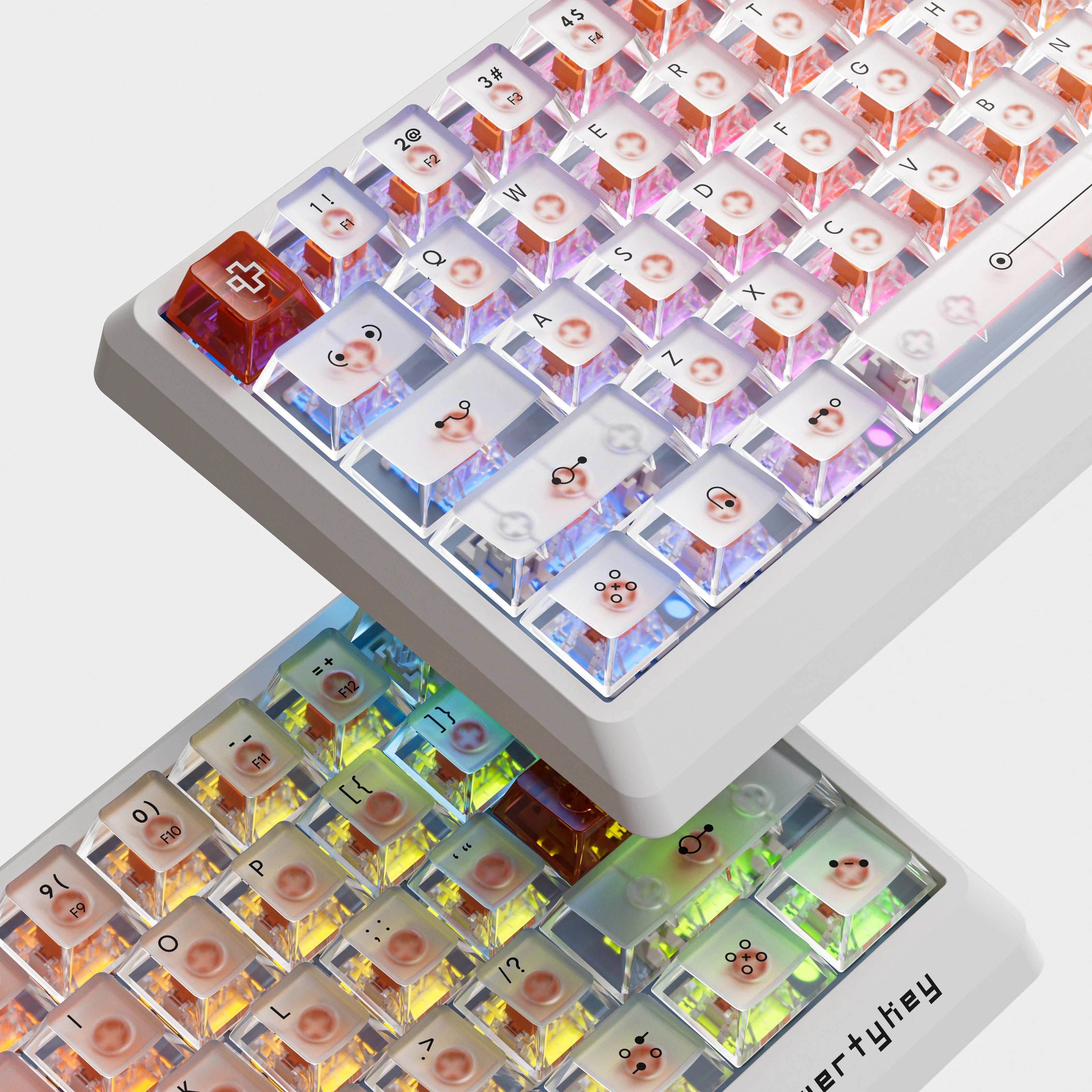 QwertyKey QK61 HE Phantom Albă – Tastatură Gaming Magnetică Hall Effect, Rapid Trigger, Snap Tap, Full RGB