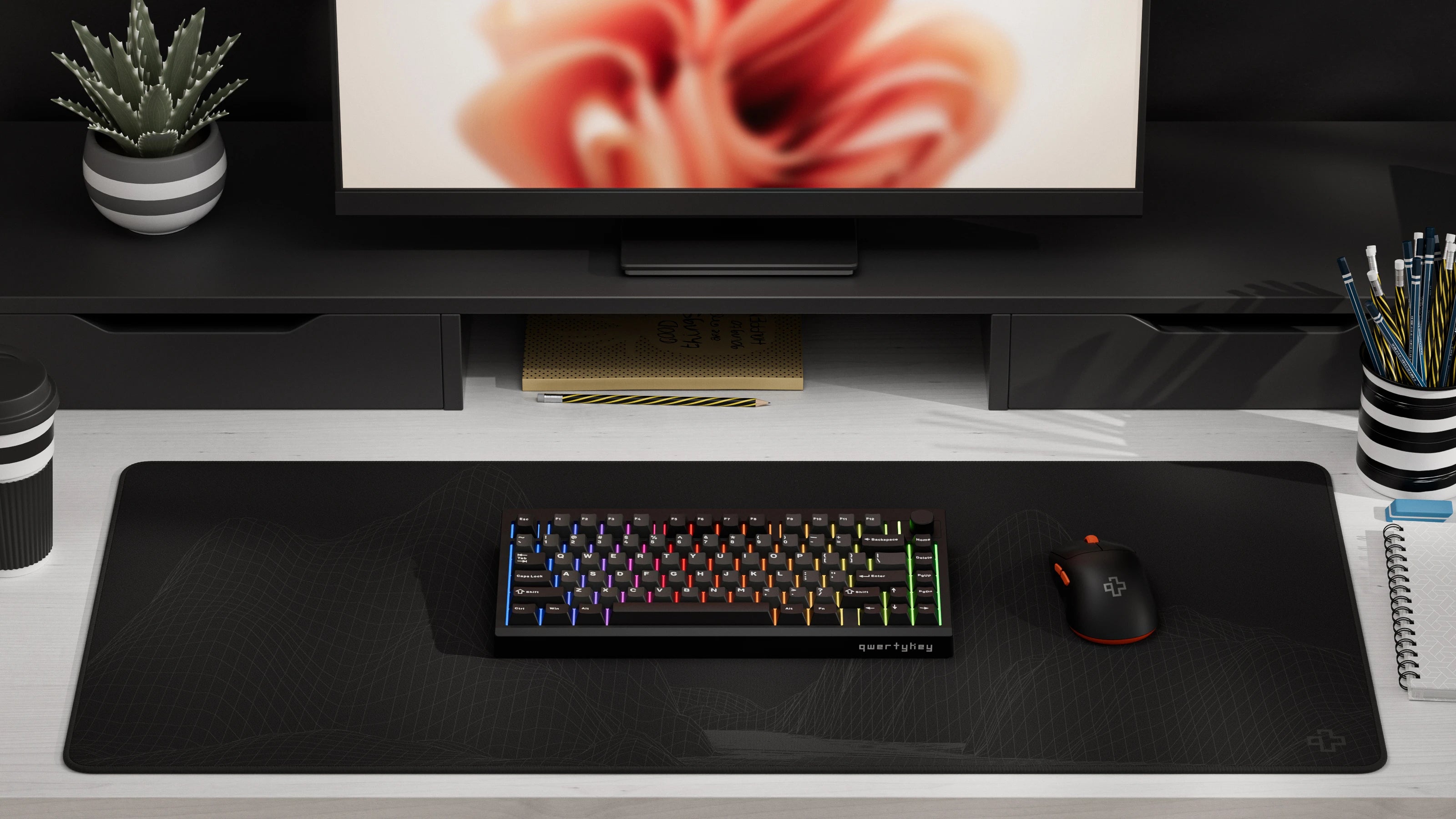 QwertyKey75 Pro V2 Neagra Bluetooth Wireless Hotswap RGB Web Software Gasket Mounted Tastatura Mecanica Gaming