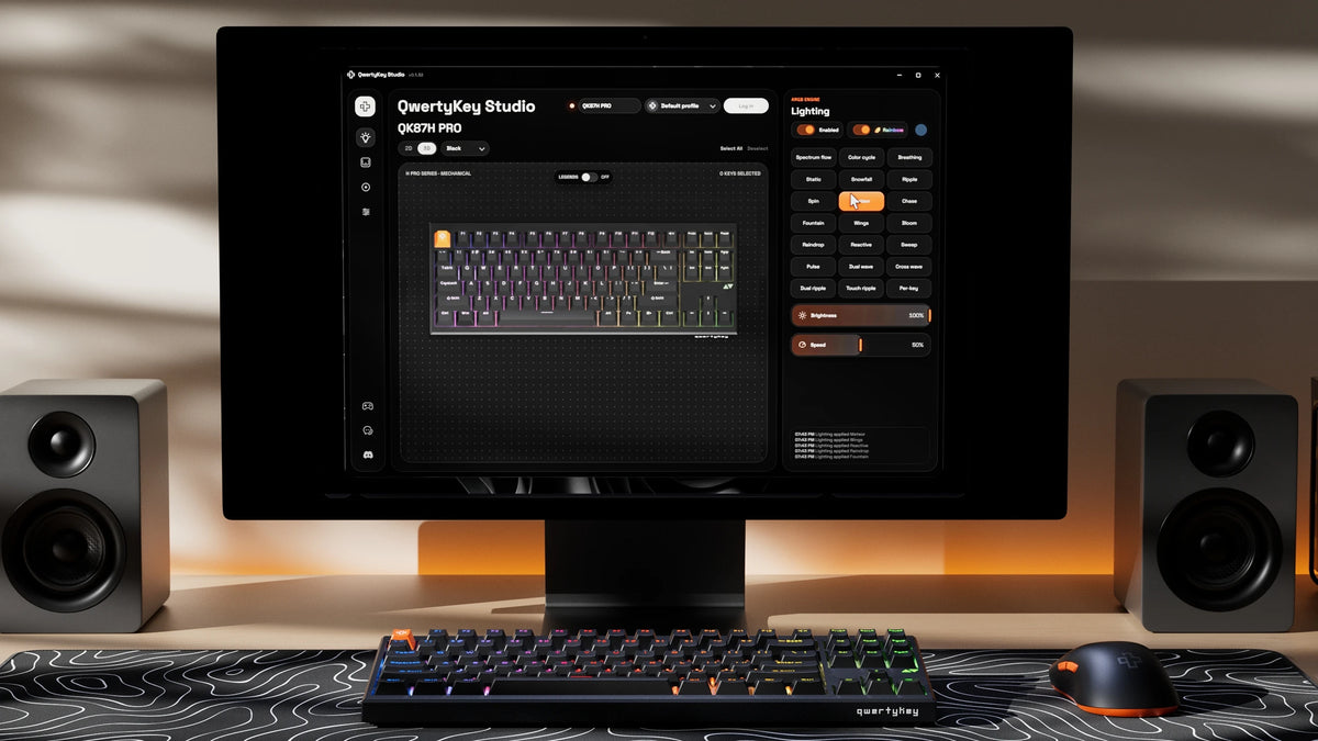 QwertyKey H87 Pro V2 Neagră – Tastatură Mecanică Gaming Wireless, Hotswap, Gasket, Full RGB