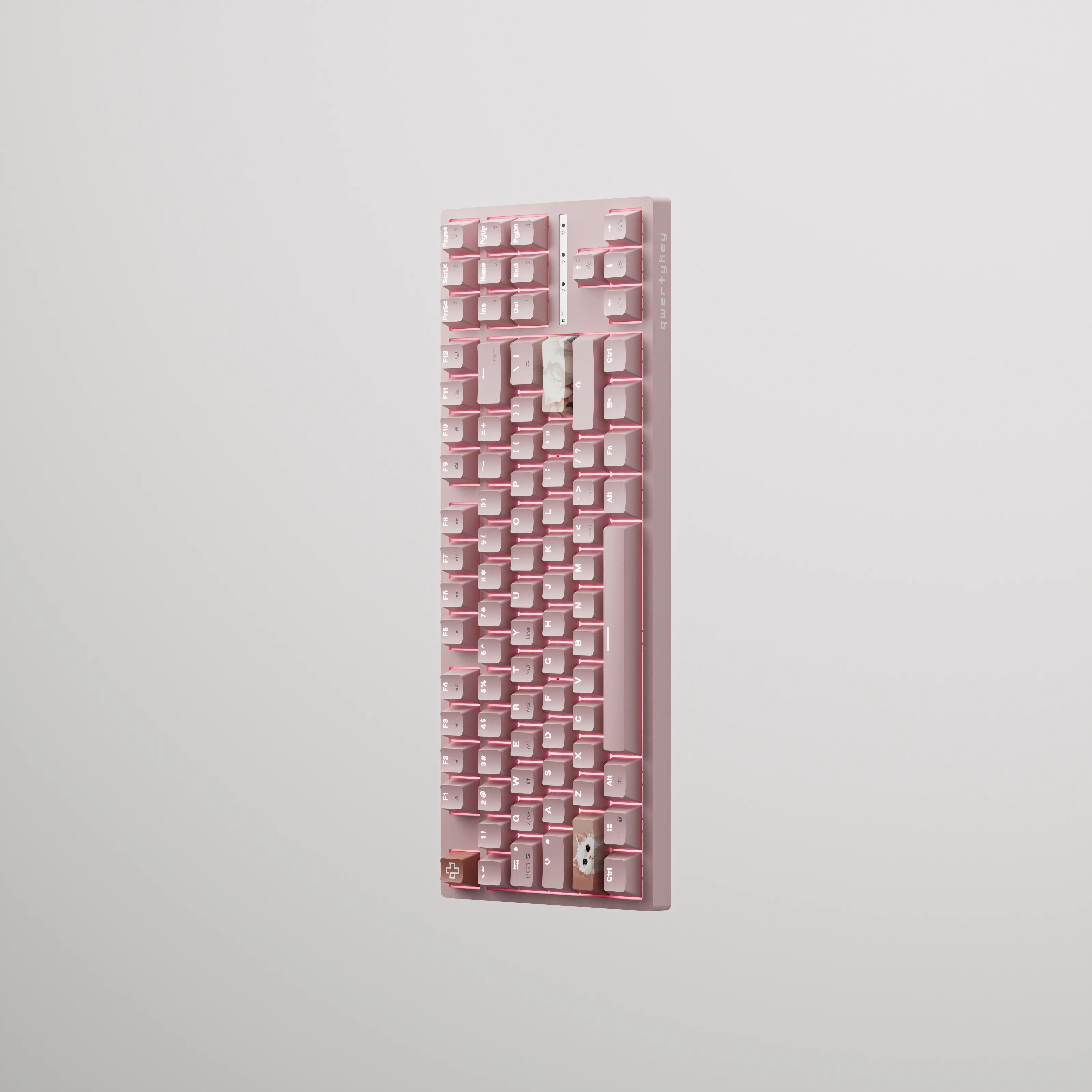 QwertyKey H87 Roz Bluetooth Wireless Hotswap RGB Tastatura Mecanica Gaming