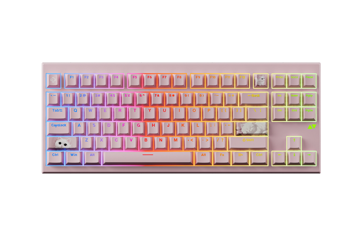 QwertyKey H87 Pro V2 Roz – Tastatură Mecanică Gaming Wireless, Hotswap, Gasket, Full RGB