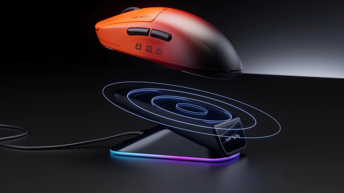 Mouse Gaming Qwertykey NOVA Negru - Wireless Bluetooth Trio Mode, Charging Dock