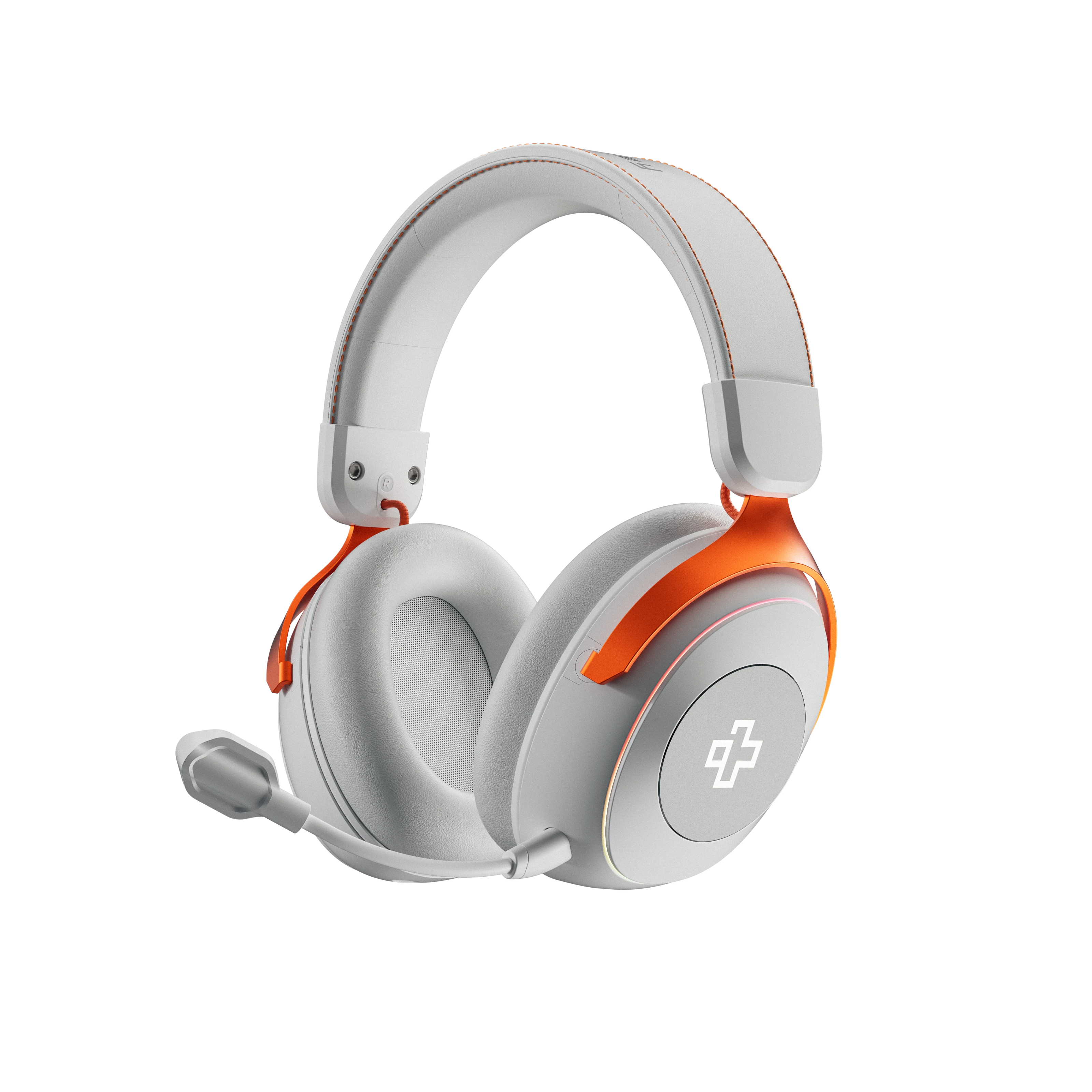 Casti gaming wireless QwertyKey Pulse Albe, Trio Mode, RGB, Software, Microfon cu functie de Noise Canceling cu AI