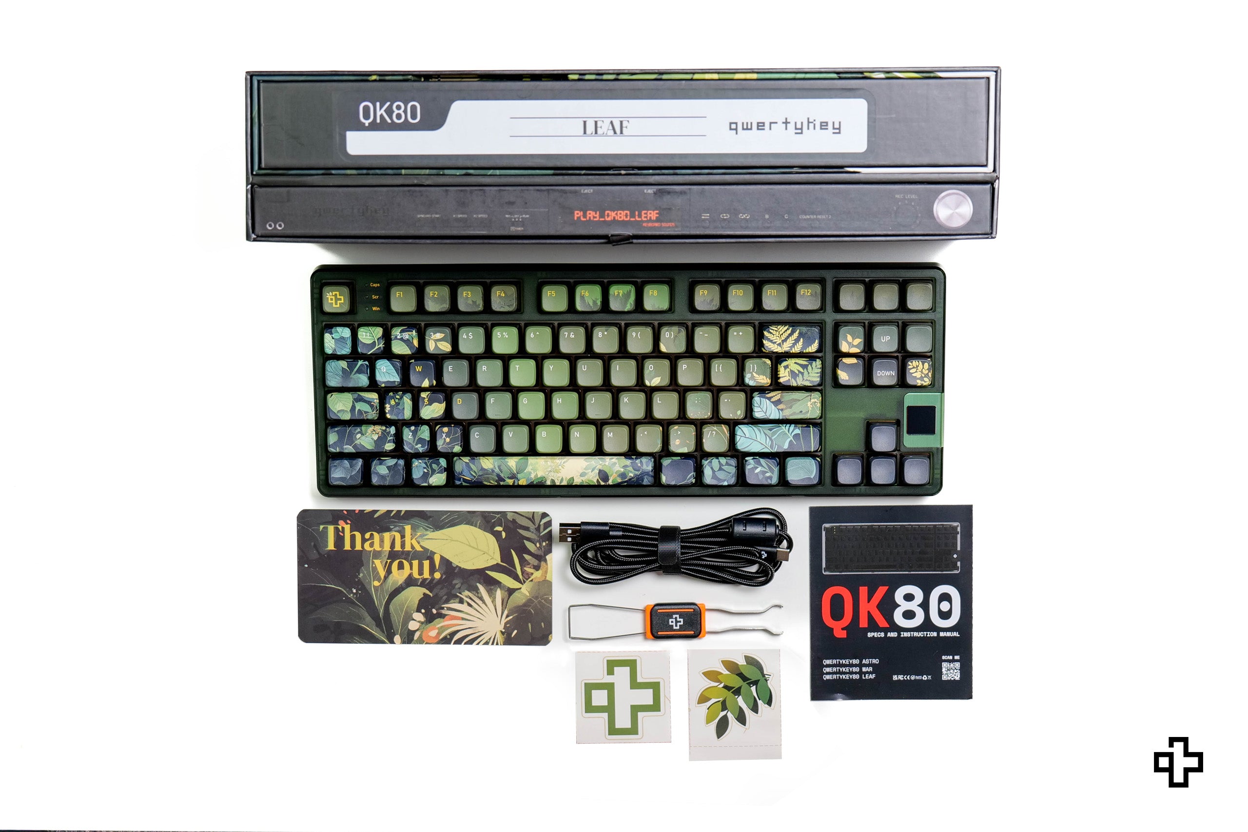 QwertyKey80 Leaf Bluetooth Wireless Hotswap RGB QMK/VIA Gasket Mounted Tastatura Mecanica Gaming cu Ecran