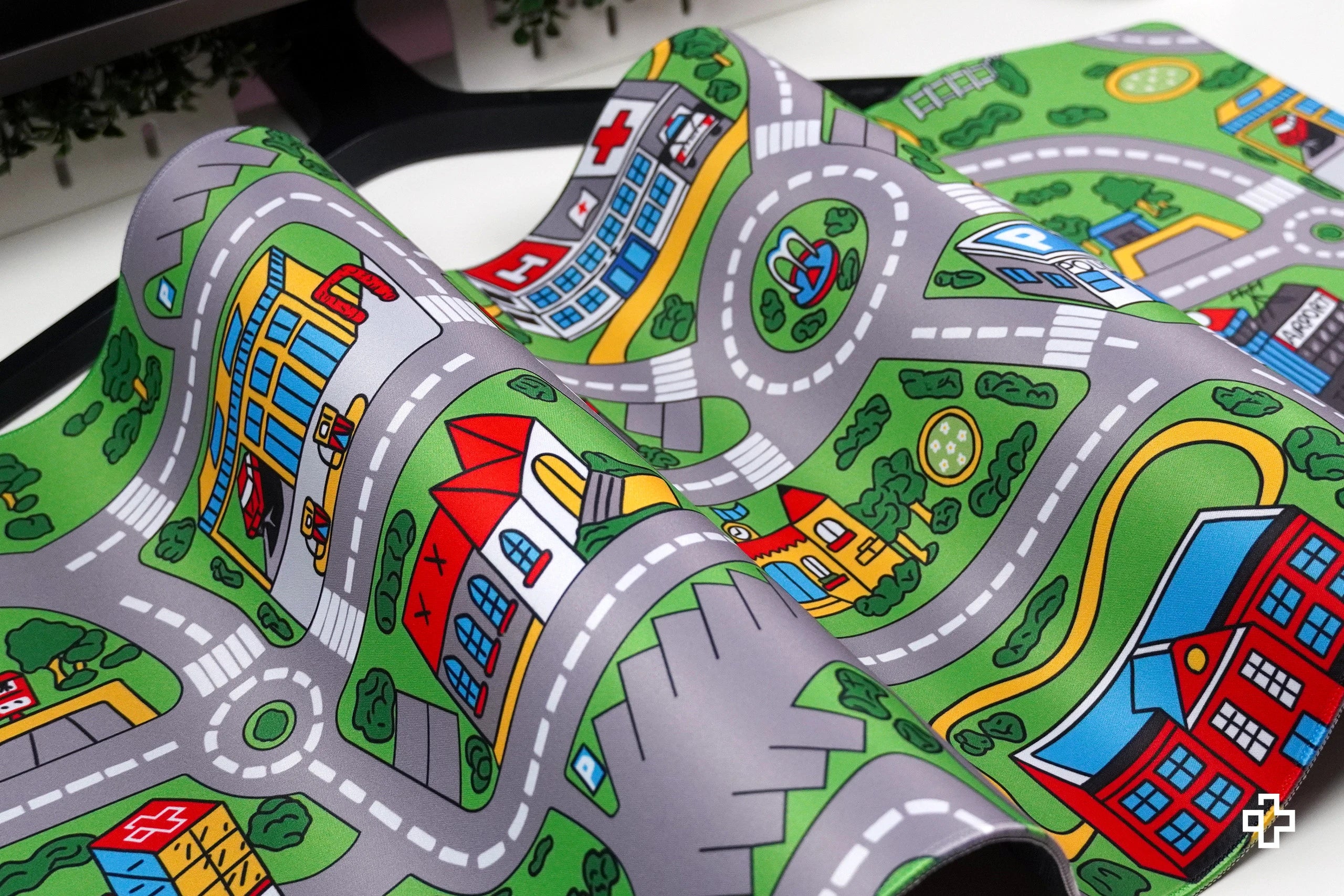 Deskmat Mousepad QwertyKey Nostalgia Busy Town 4mm margini cusute